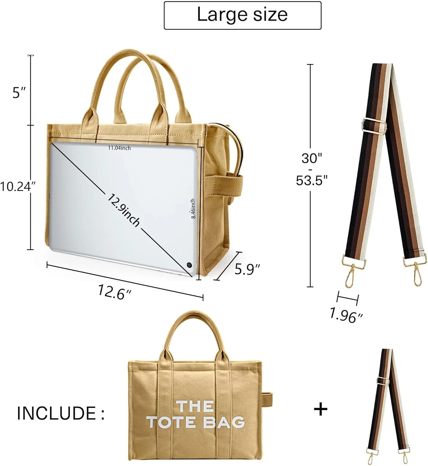 کیف دستی زنانه KALIDI طرح جنگل فانتزی با زیپ، سایز بزرگ/متوسط/کوچک، کیف های دستی برزنتی/چرم مصنوعی/EVA شفاف، خاکی، متوسط