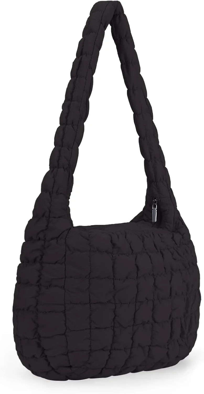 کیف لحافی زنانه JQWSVE، کیف بزرگ و جادار، کیف دوشی سبک وزن، کیف دستی ساتچل لحافی، کیف زیپی