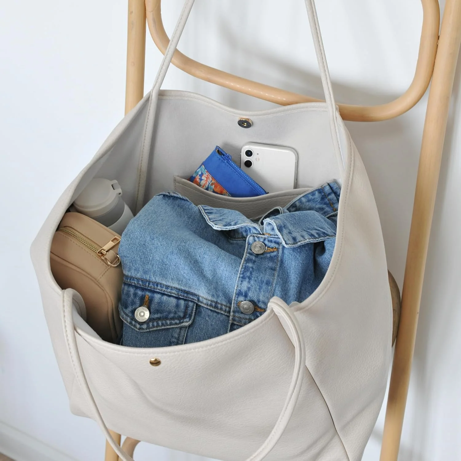 کیف دستی بزرگ زنانه HOXIS از جنس چرم مصنوعی، کیف آخر هفته، کیف خرید، کیف مسافرتی