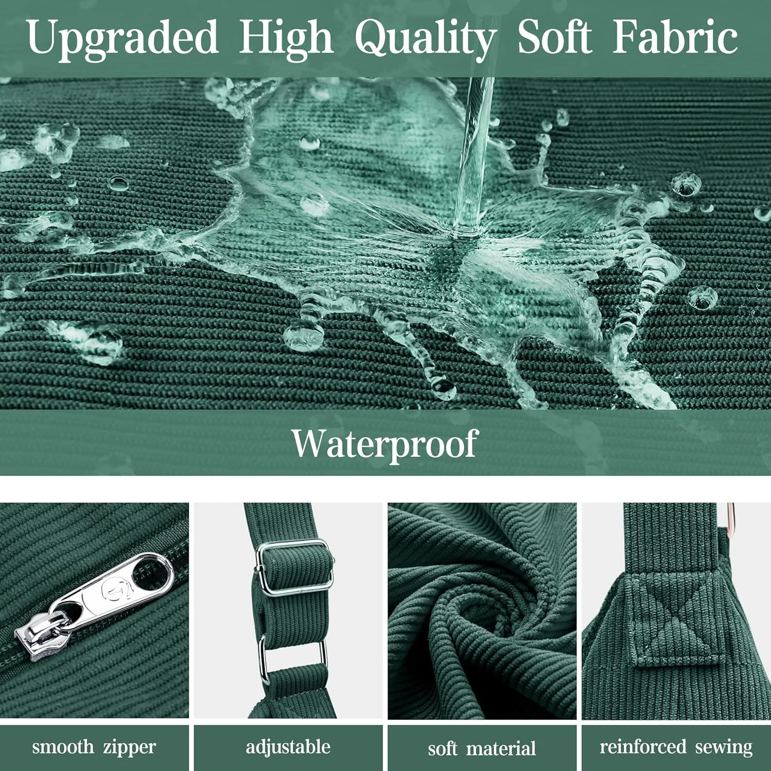 کیف دستی زنانه کتان کبریتی KALIDI، کیف بزرگ دوشی روزمره با زیپ، کیف کراس بادی، کیف شانه ای مدل Hobo، کیف دستی زنانه مناسب کار و مد