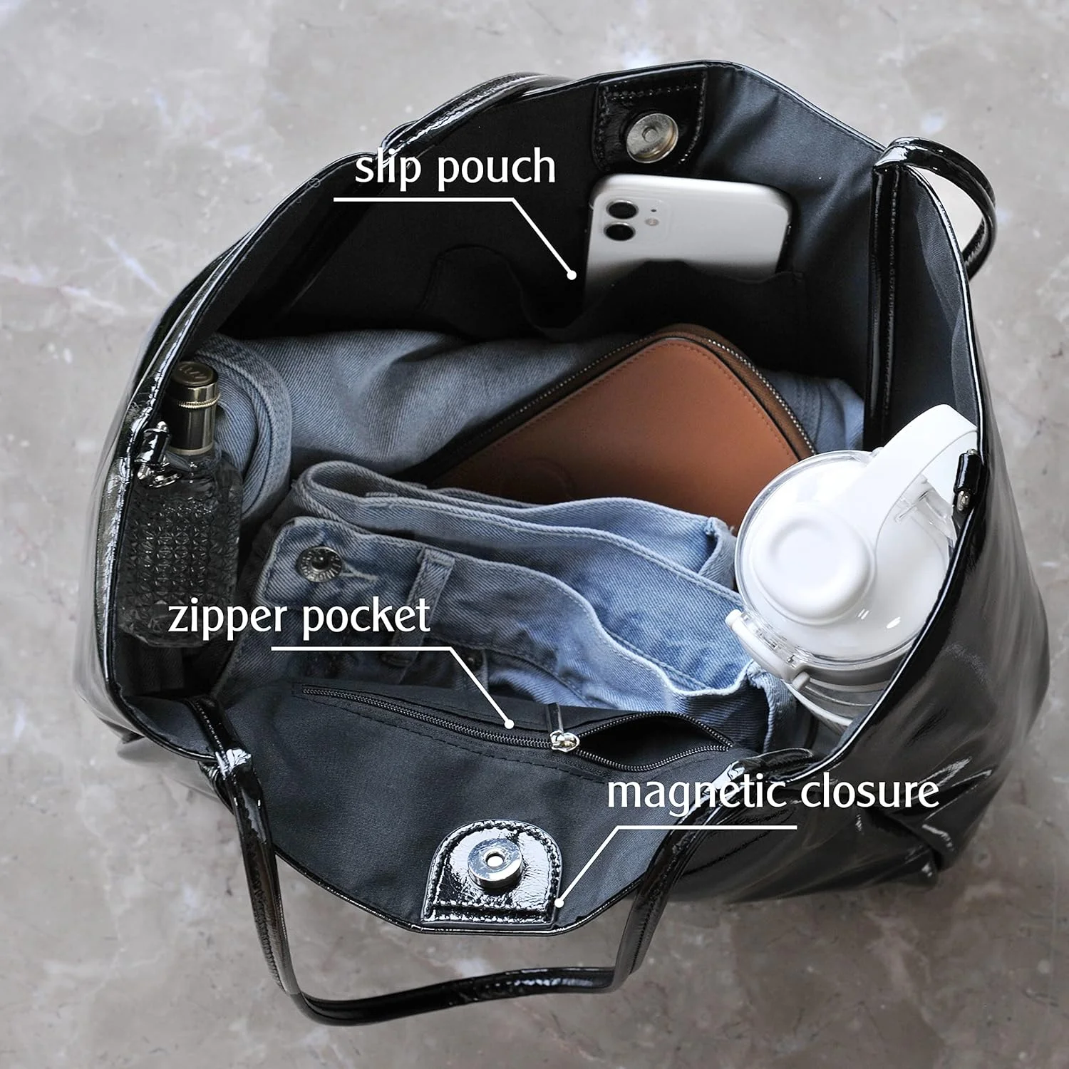 کیف دستی زنانه براق چرم مصنوعی طرح ورنی