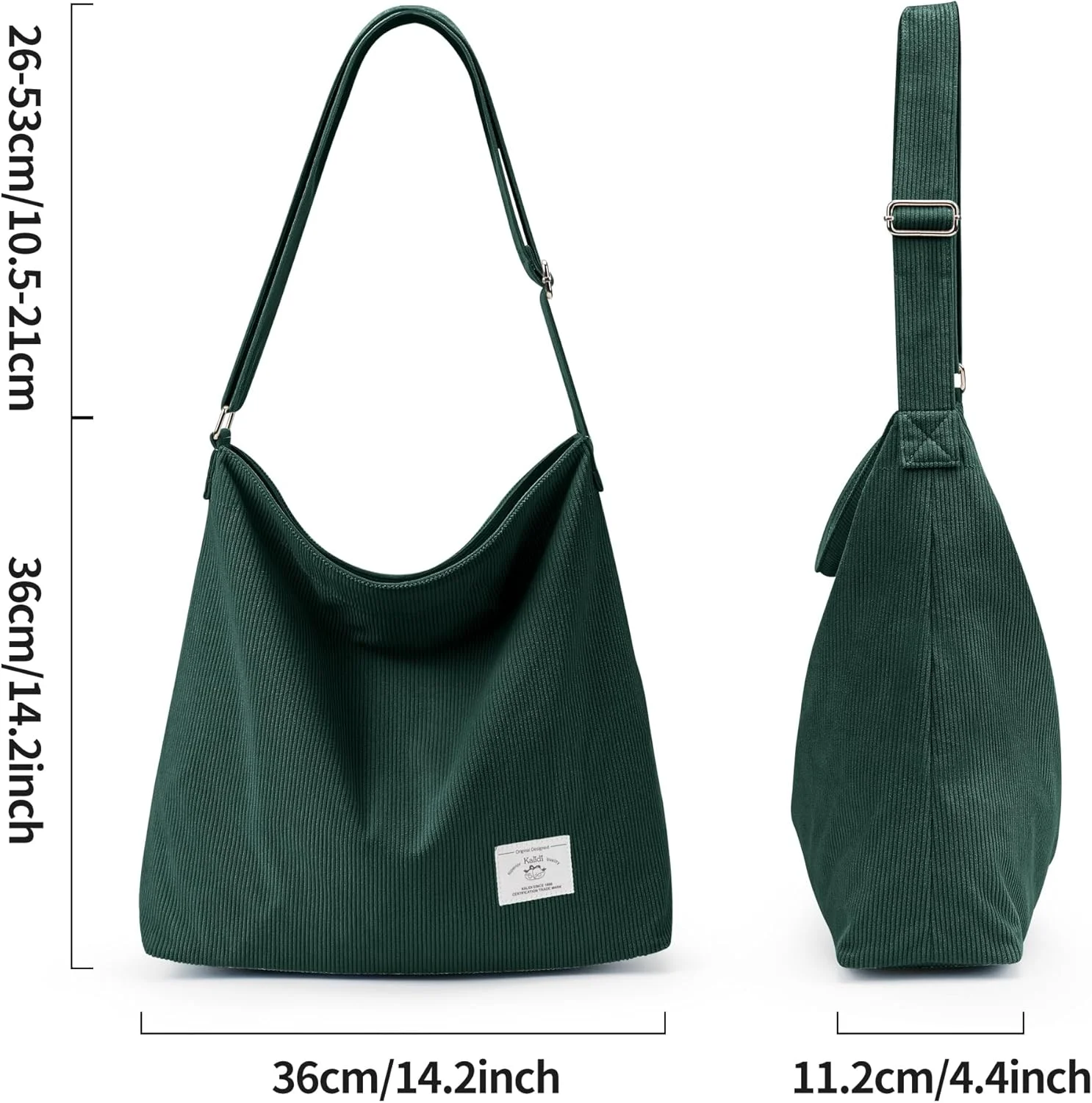 کیف دستی زنانه کتان کبریتی KALIDI، کیف بزرگ دوشی روزمره با زیپ، کیف کراس بادی، کیف شانه ای مدل Hobo، کیف دستی زنانه مناسب کار و مد