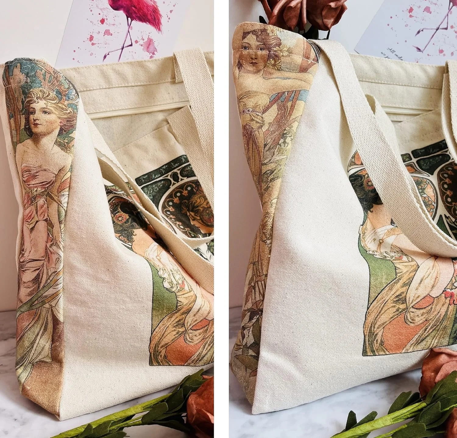 کیف دستی بوم نقاشی، طرح زیبا و قدیمی، دارای جیب زیپدار، هدیه برای خانمها و دختران کیف دستی بوم نقاشی، طرح زیبا و قدیمی، دارای جیب زیپدار، هدیه برای خانمها و دختران