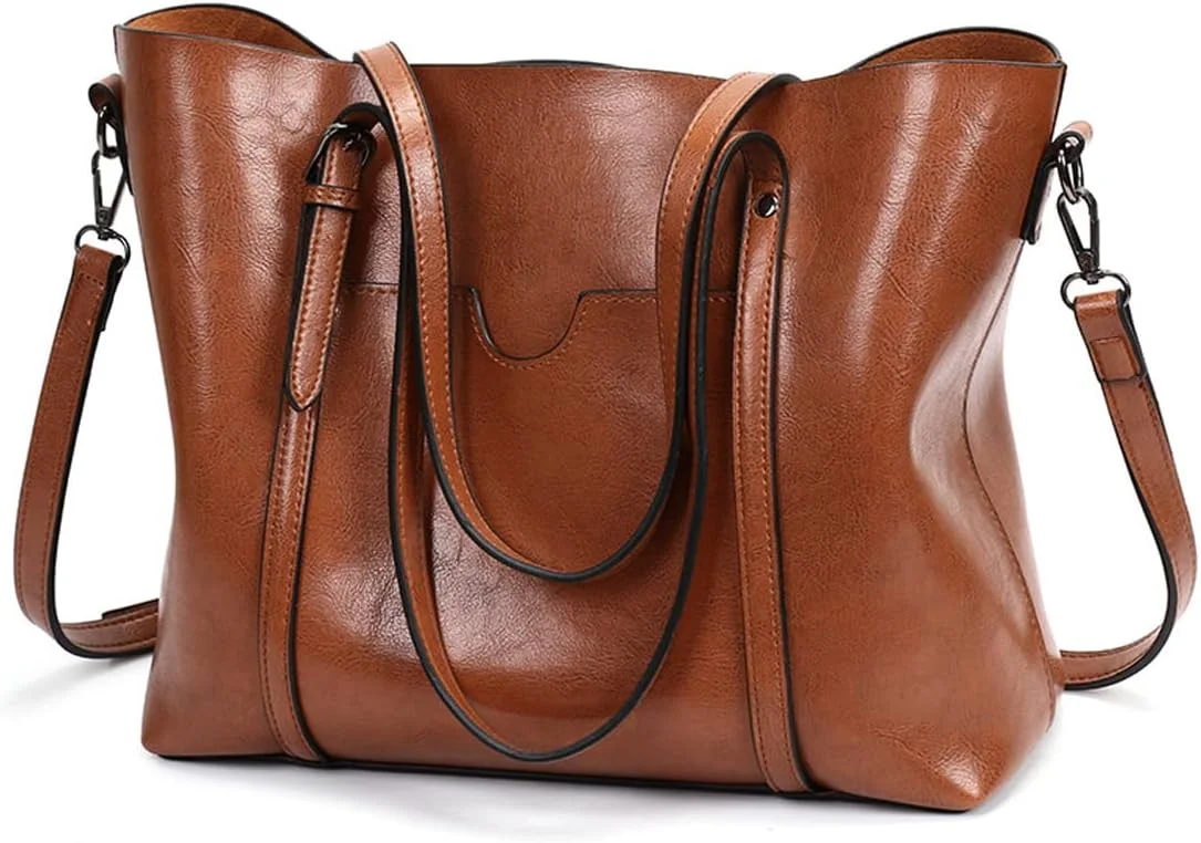 کیف دستی زنانه چرم مصنوعی PU با ظرفیت بزرگ، کیف مدل هوبو زنانه با بند قابل تنظیم جداشدنی، کیف دوشی برای مسافرت و رفت و آمد