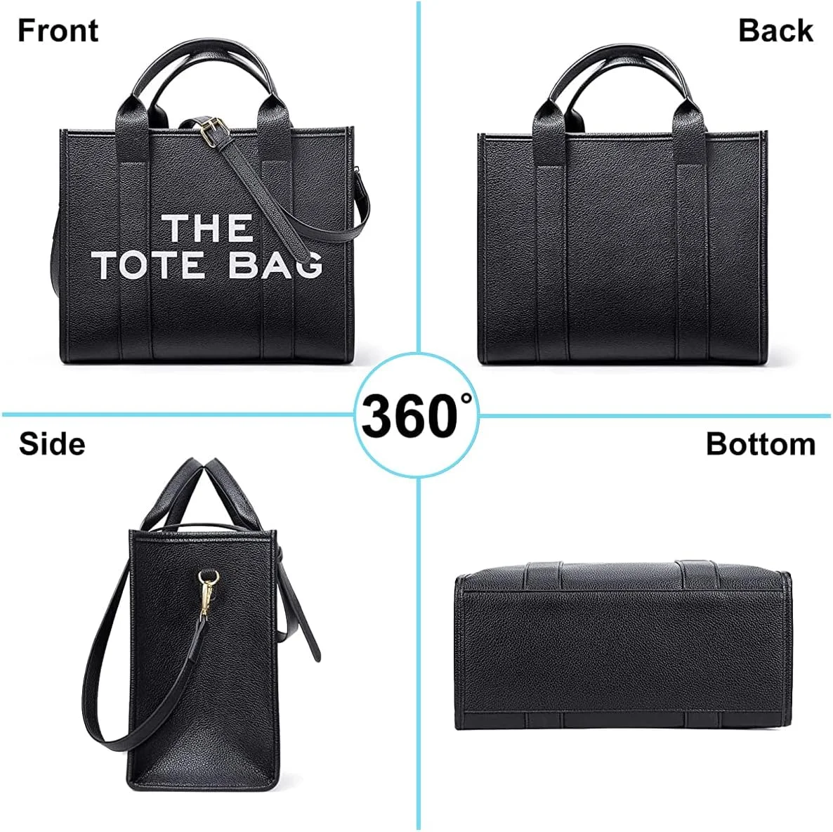 کیف دستی زنانه، کیف بزرگ چرمی PU، کیف دوشی ضد آب با دسته بالایی و بند جداشدنی و زیپ، مناسب کار، مسافرت و استفاده روزانه