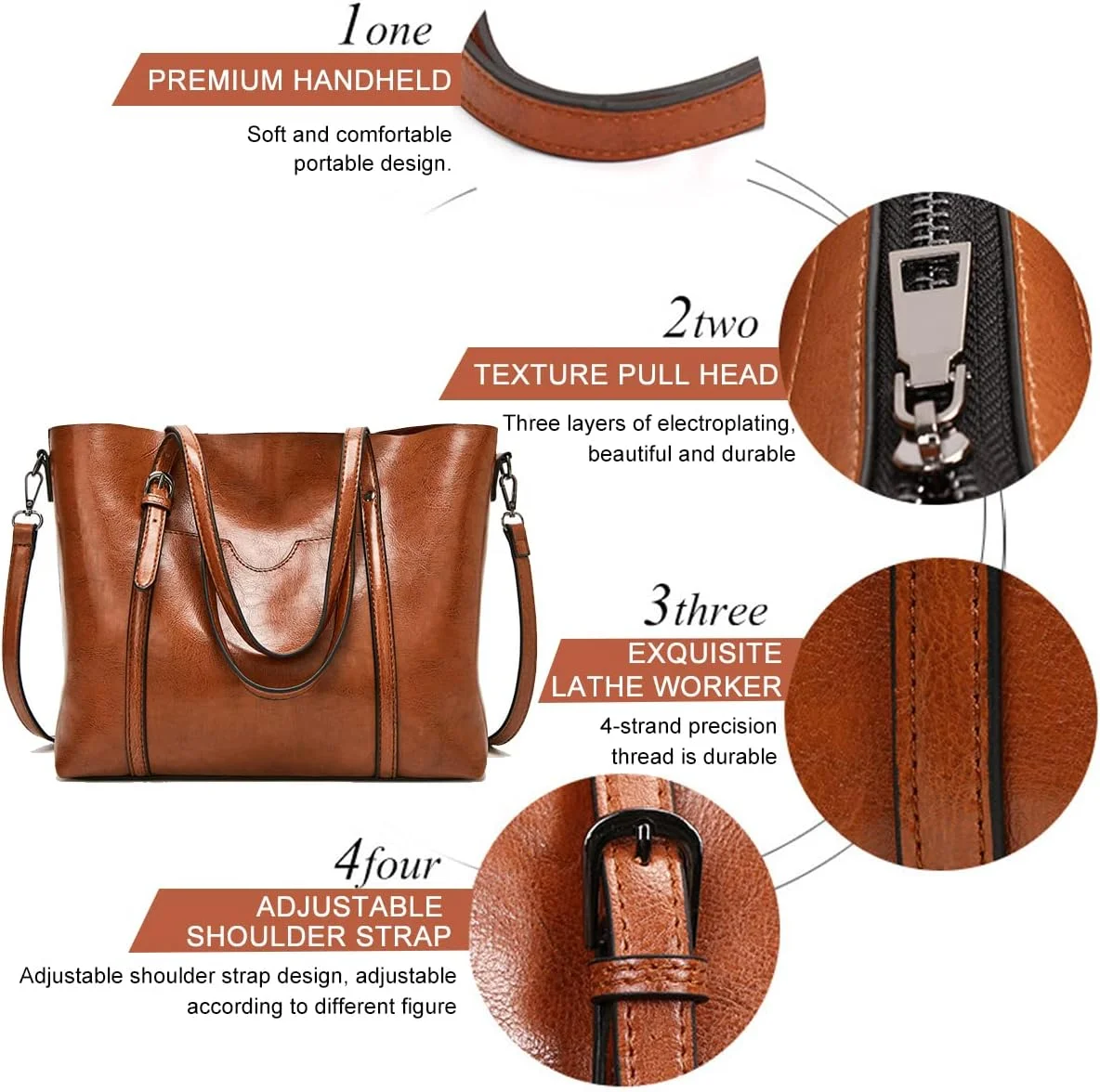 کیف دستی زنانه چرم مصنوعی PU با ظرفیت بزرگ، کیف مدل هوبو زنانه با بند قابل تنظیم جداشدنی، کیف دوشی برای مسافرت و رفت و آمد