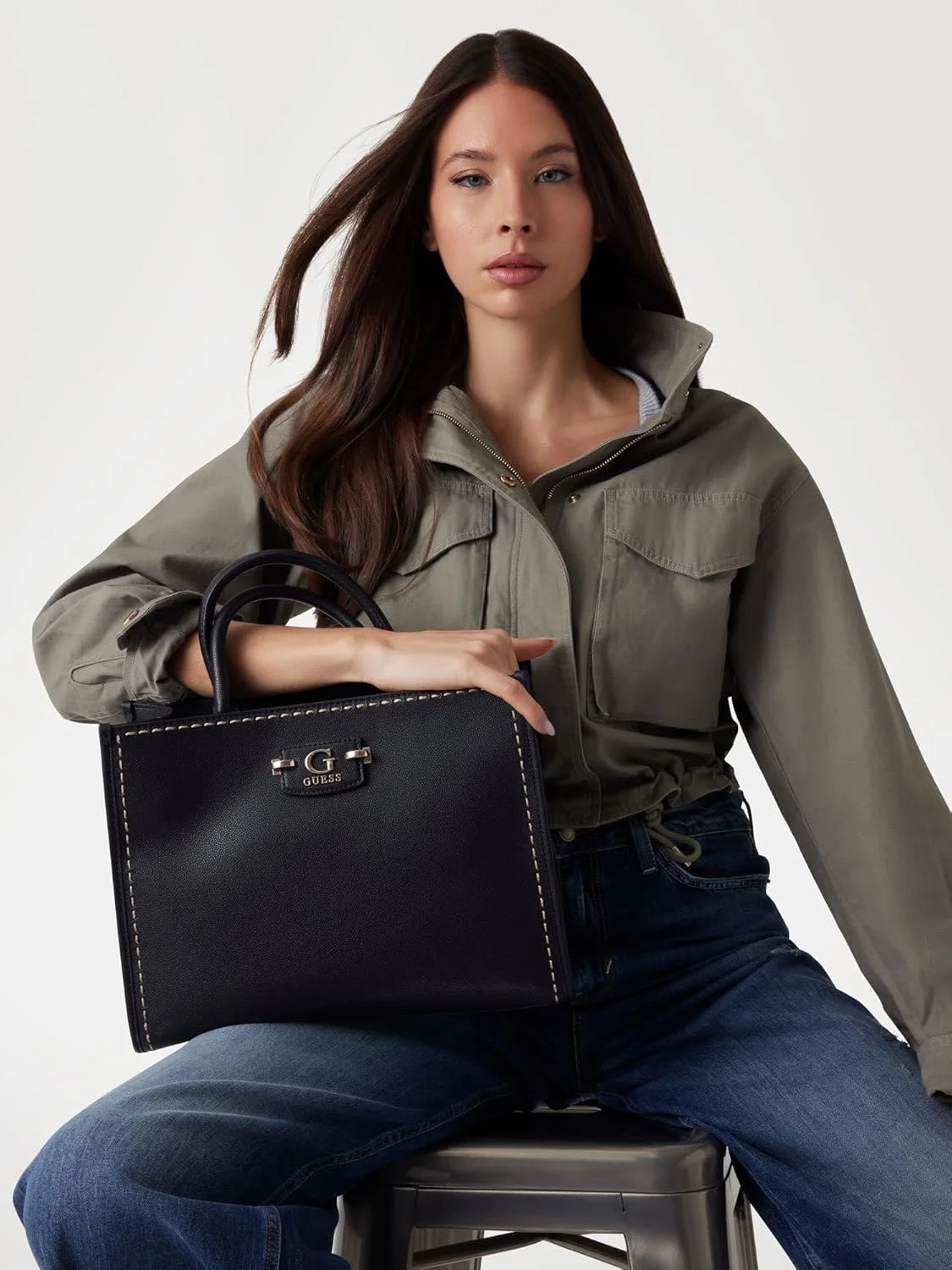 کیف دستی زنانه GUESS مدل Nastra 2 Comp Tote کیف دستی زنانه GUESS مدل Nastra 2 Comp Tote