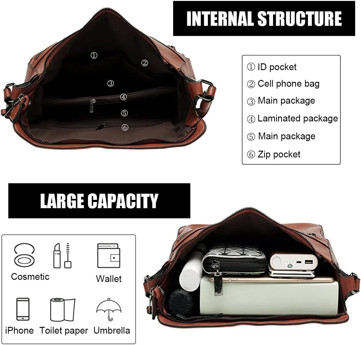 کیف های دوشی زنانه، کیف های دستی بزرگ از جنس چرم مصنوعی نرم