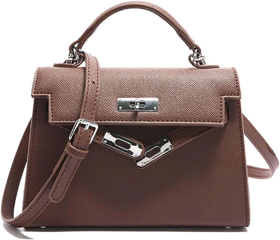 کیف دستی زنانه چرم مصنوعی با دسته بالایی، کیف دوشی و کیف رودوشی کوچک با بند جداشدنی (قهوه ای)