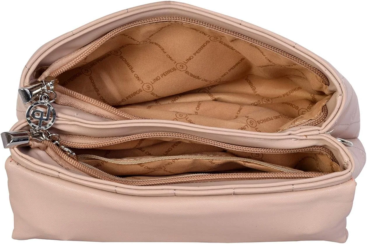 کیف دستی زنانه چرم مصنوعی صورتی Lino Perros (بژ)