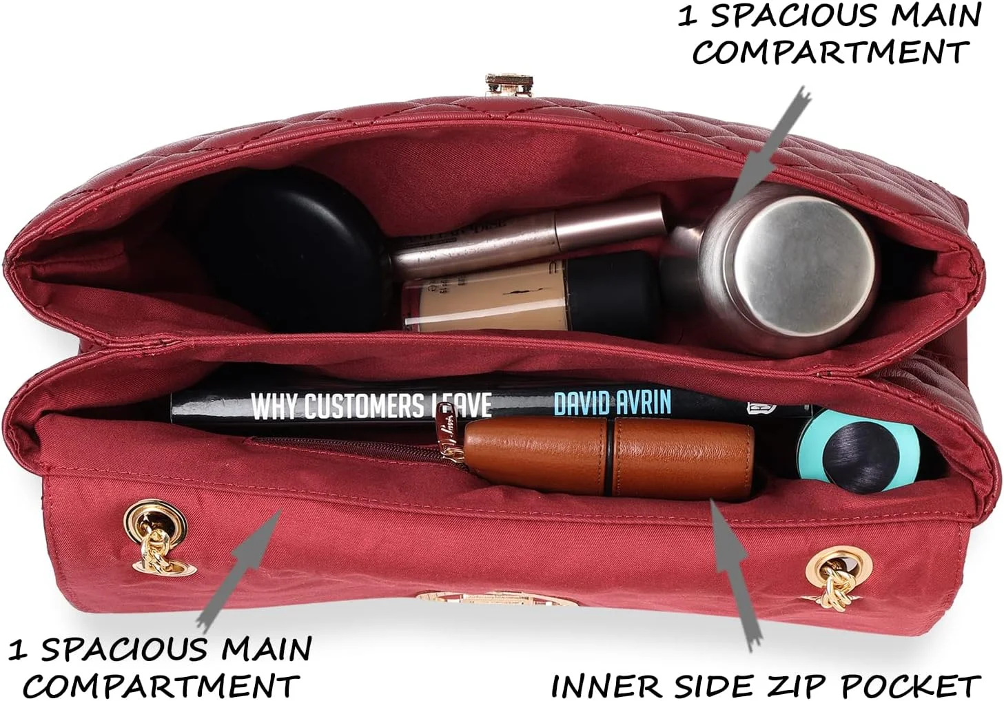 کیف دوشی زنانه لاوی مدل Eden (شرابی)