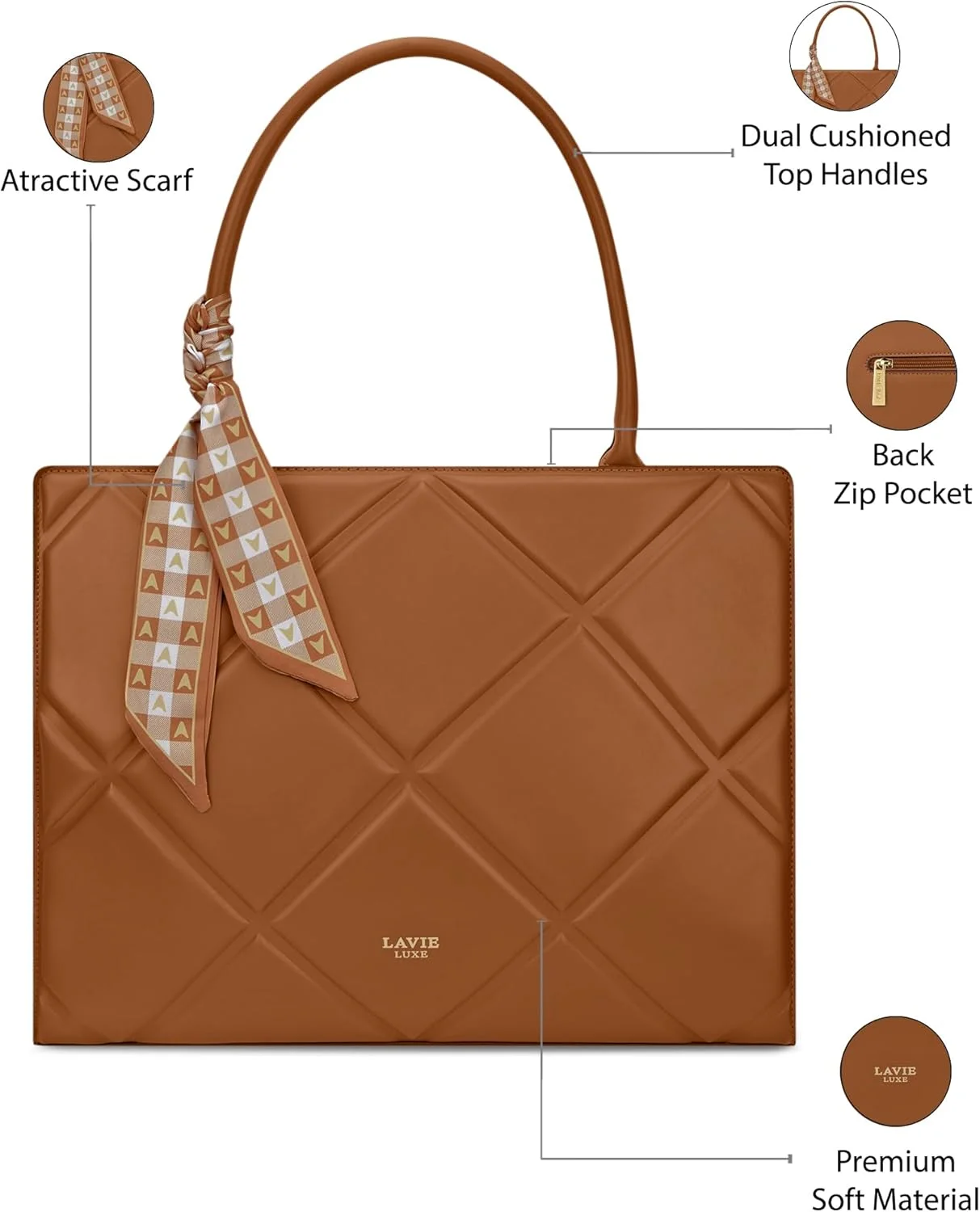 کیف دستی بزرگ زنانه لاوی لوکس مدل Quare | کیف دستی مناسب کار | کیف زنانه | کیف شانه ای شیک | هدیه برای خانم ها