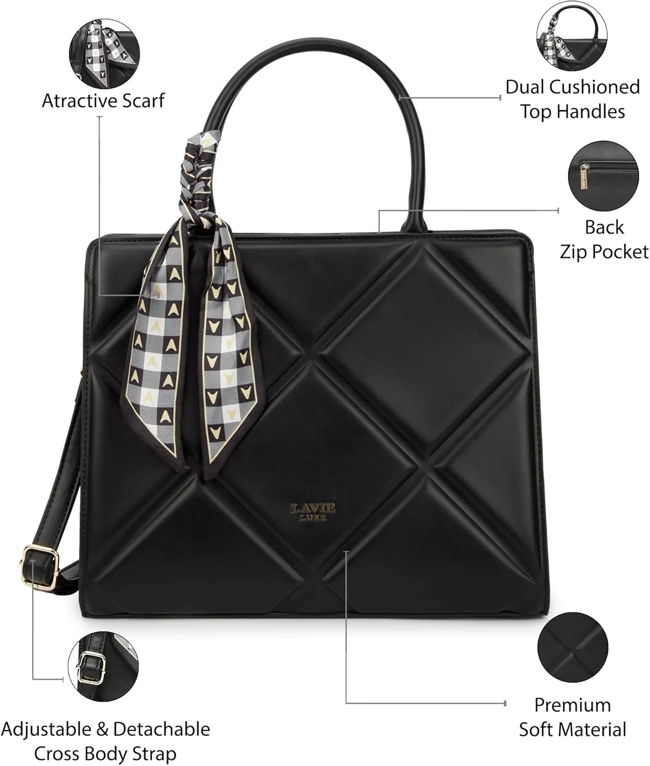 کیف دستی بزرگ زنانه لاوی لاکس مدل Quare | کیف دستی مناسب کار | کیف زنانه | کیف شانه ای شیک | هدیه برای خانم ها