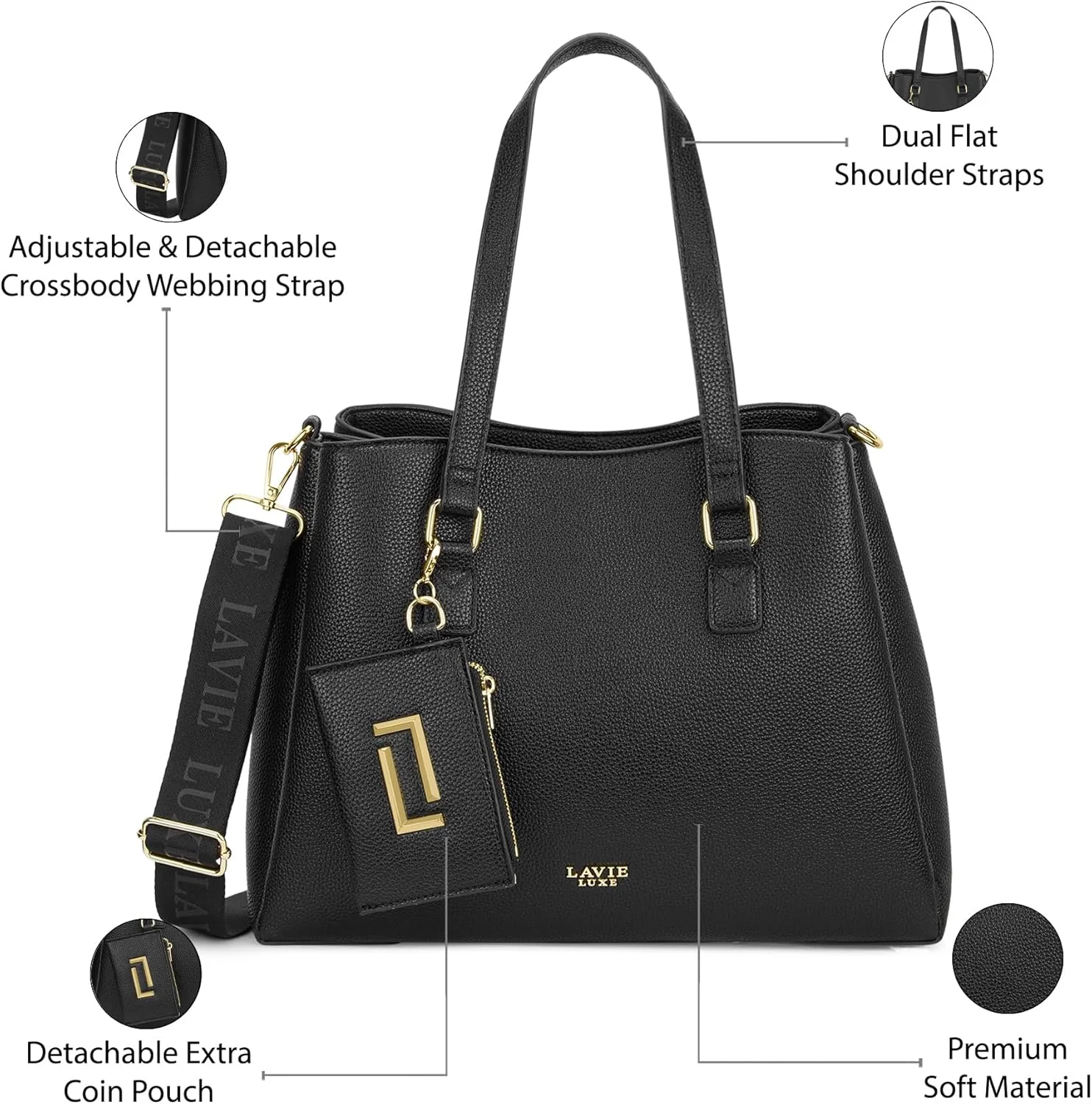 کیف دستی زنانه لاوی لاکس مدل رومی با 3 محفظه | کیف دستی جادار برای کار | کیف زنانه | کیف شیک دوشی | هدیه برای خانم ها