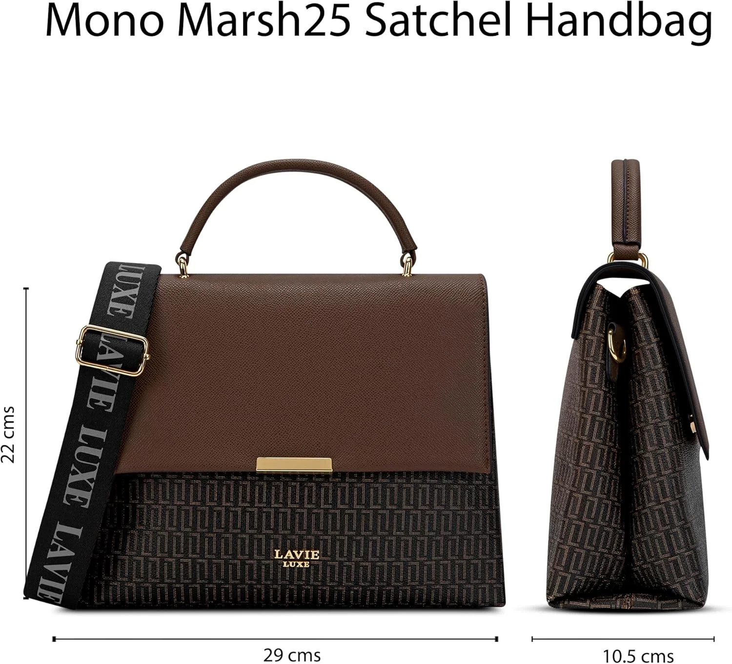 کیف دستی زنانه لاوی لاکس مدل Mono Marsh25 با طرح مونوگرام | کیف دستی مناسب کار | کیف زنانه | کیف شانه ای شیک | هدیه برای بانوان