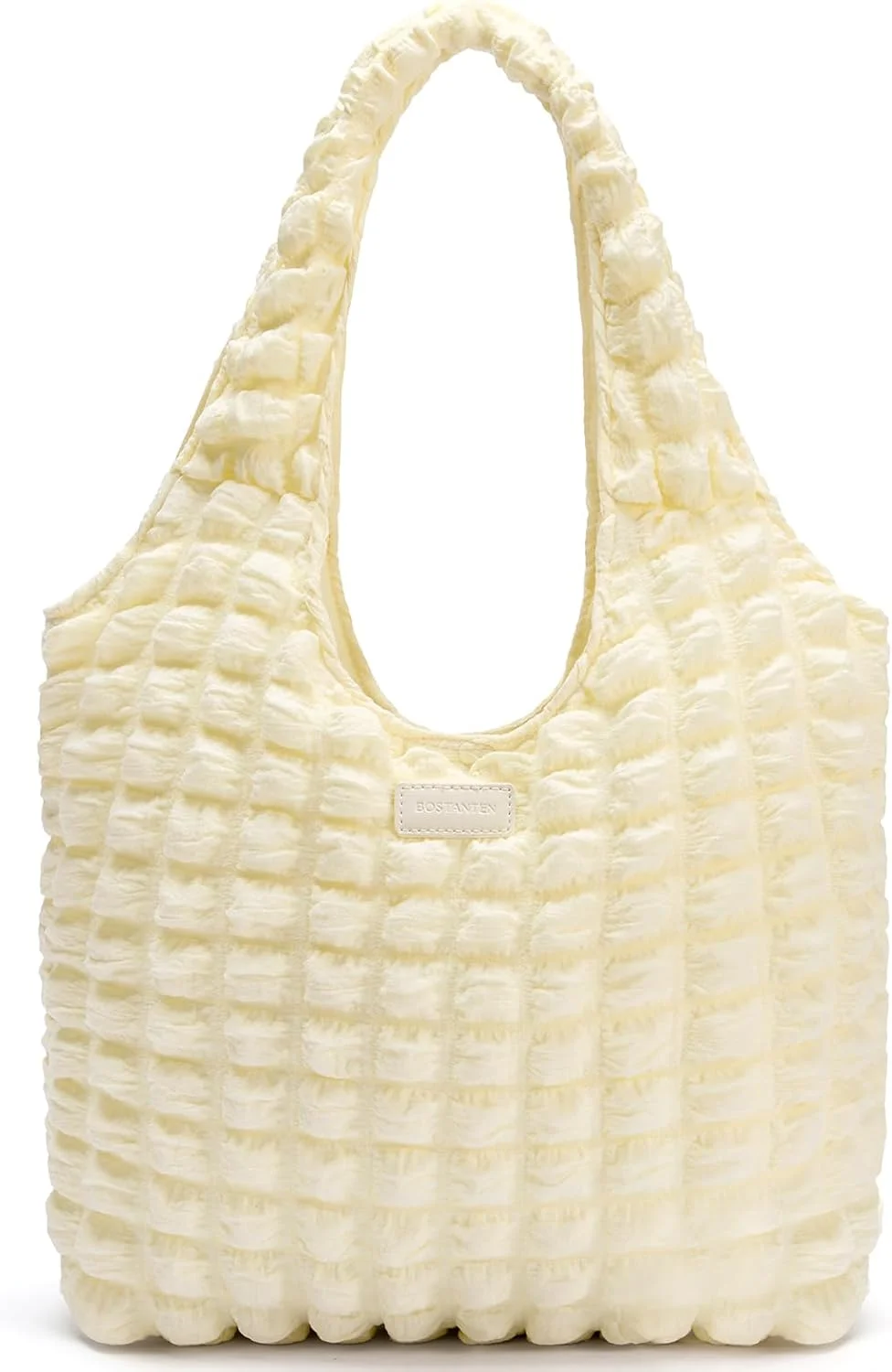 کیف پافر زنانه بوستانتن، کیف دستی سبک وزن، کیف دوشی حبابی پفی برای مسافرت، بژ