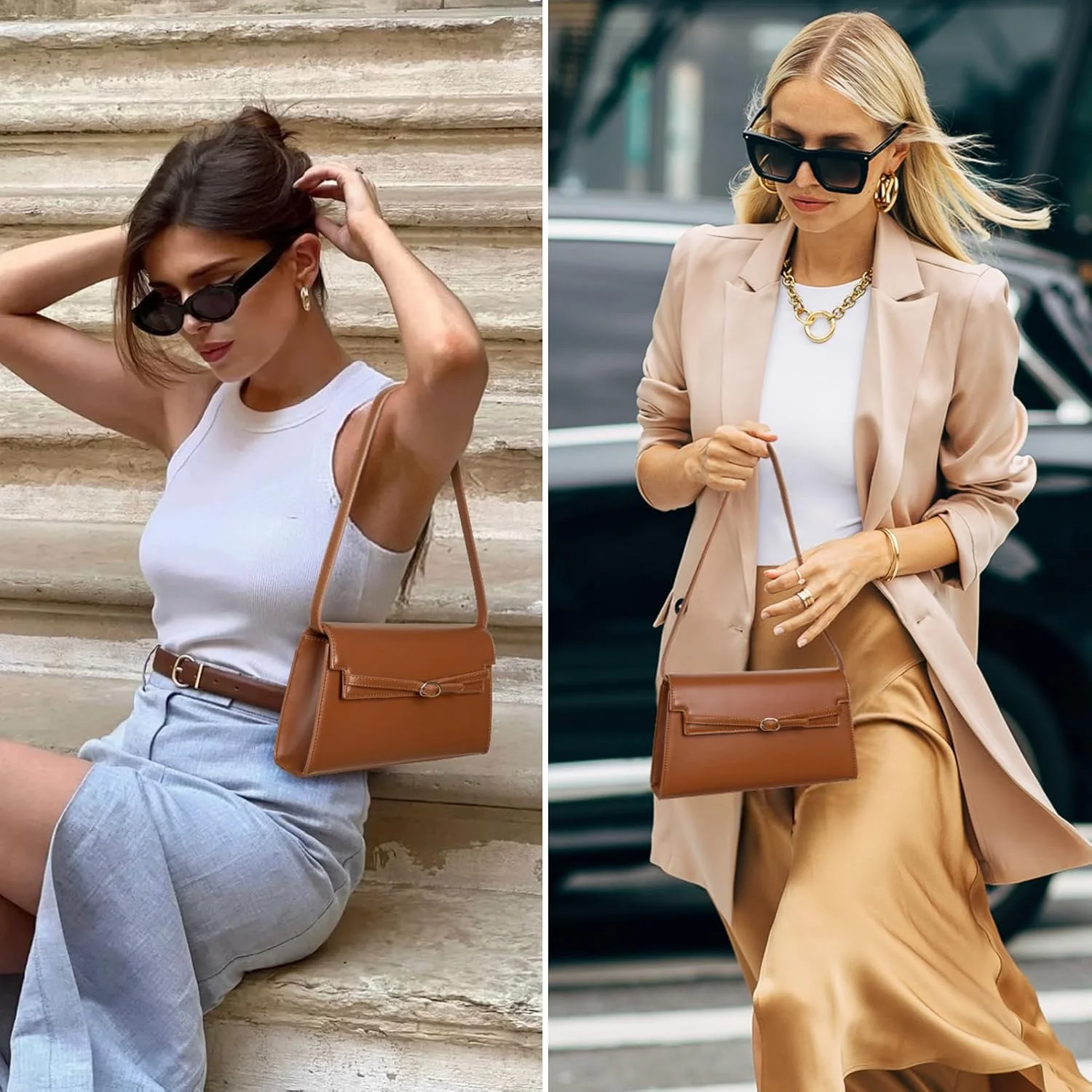 کیف دوشی زنانه BOSTANTEN، کیف دستی چرمی طراح با بند شانه قابل تنظیم