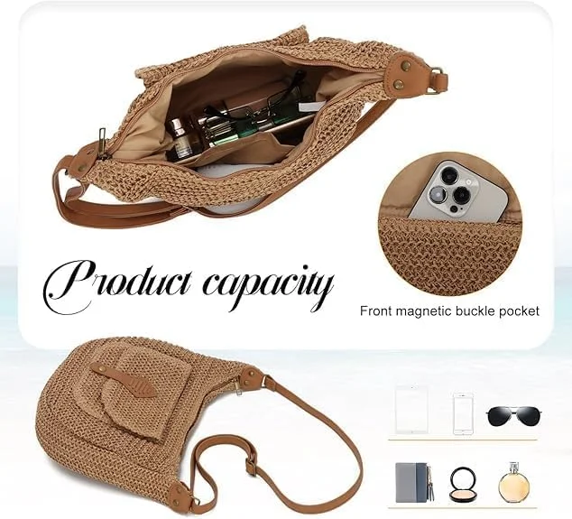 کیف حصیری مسافرتی زنانه مدل 2025، کیف بزرگ بافته شده ساحلی بوهو، کیف دستی کلاچ تابستانی رترو، کیف دستی حصیری، کیف دوشی و مدل Hobo برای ساحل، مسافرت و استفاده روزمره کیف حصیری مسافرتی زنانه مدل 2025، کیف بزرگ بافته شده ساحلی بوهو، کیف دستی کلاچ تابستانی رترو، کیف دستی حصیری، کیف دوشی و مدل Hobo برای ساحل، مسافرت و استفاده روزمره