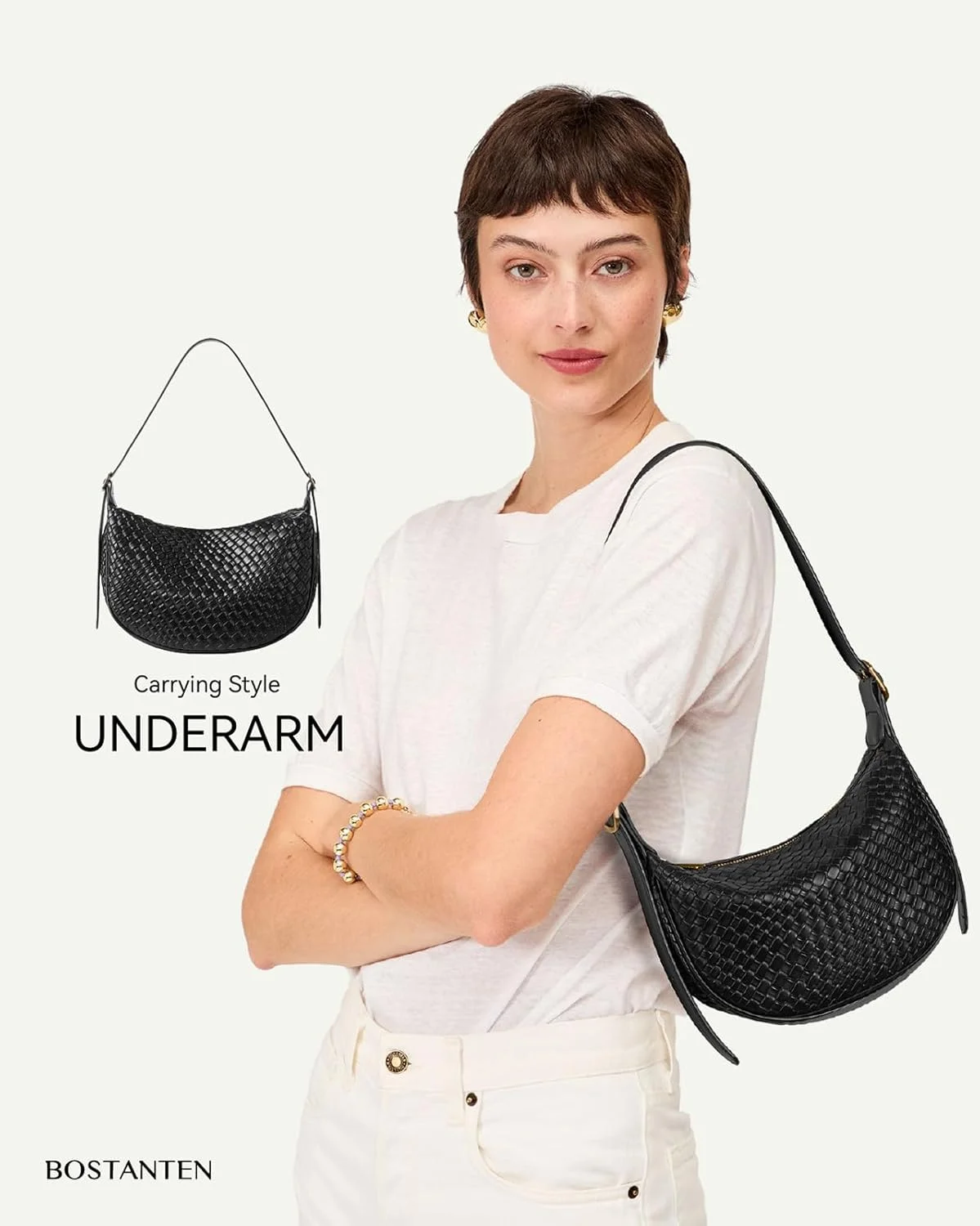 کیف دستی زنانه بوستانتن، کیف دوشی کوچک، کیف هلالی دوشی، کیف دستی هوبو با بند قابل تنظیم