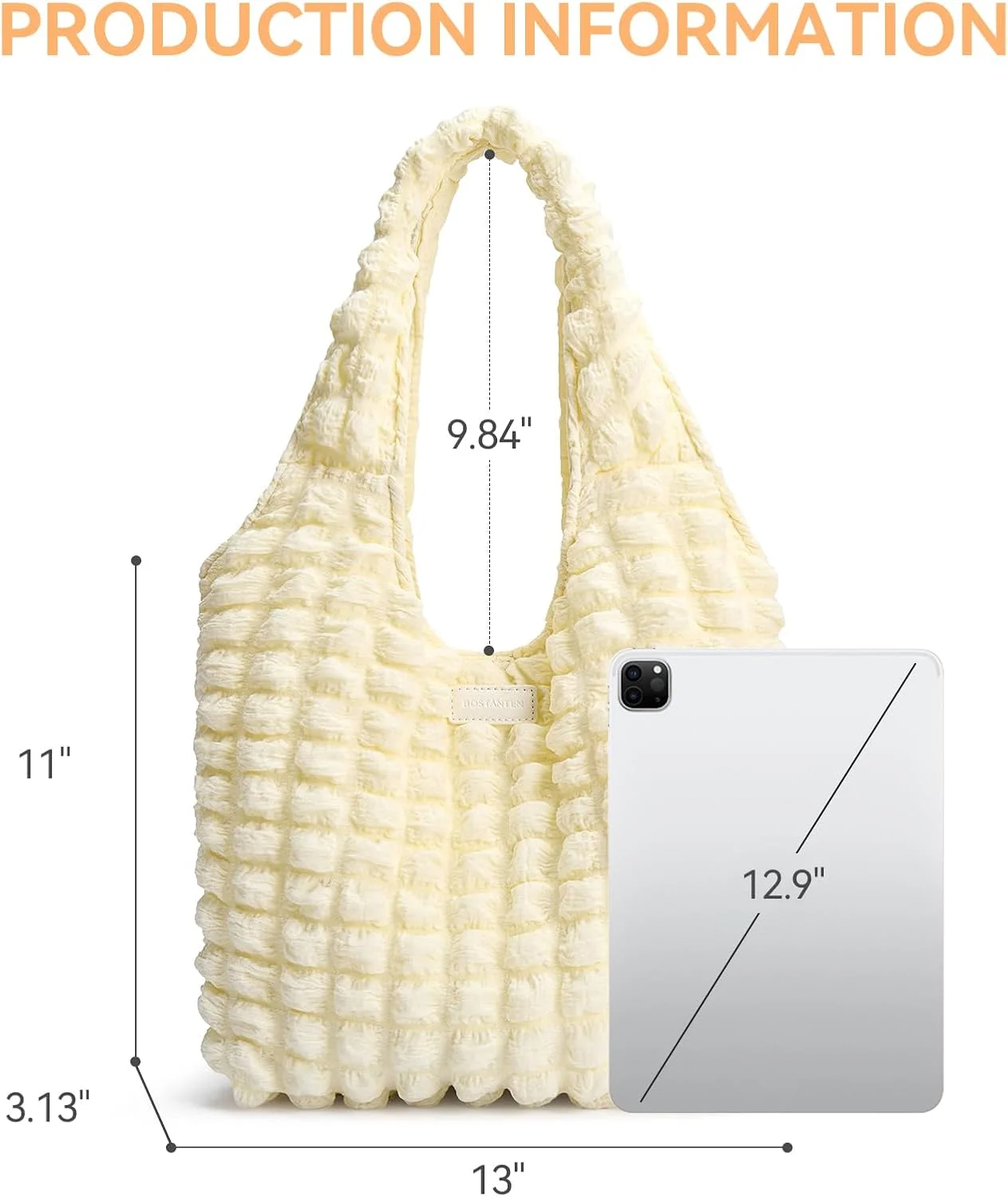 کیف پافر زنانه بوستانتن، کیف دستی سبک وزن، کیف دوشی حبابی پفی برای مسافرت، بژ