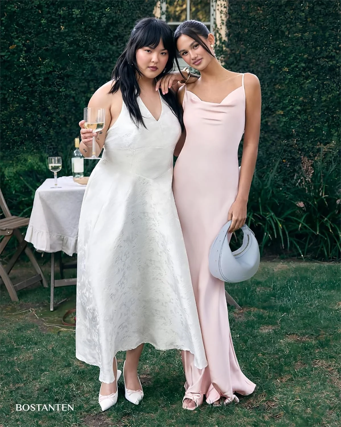 کیف دوشی هلالی BOSTANTEN زنانه، کیف دستی کلاچ چرم مصنوعی، آبی کوچک