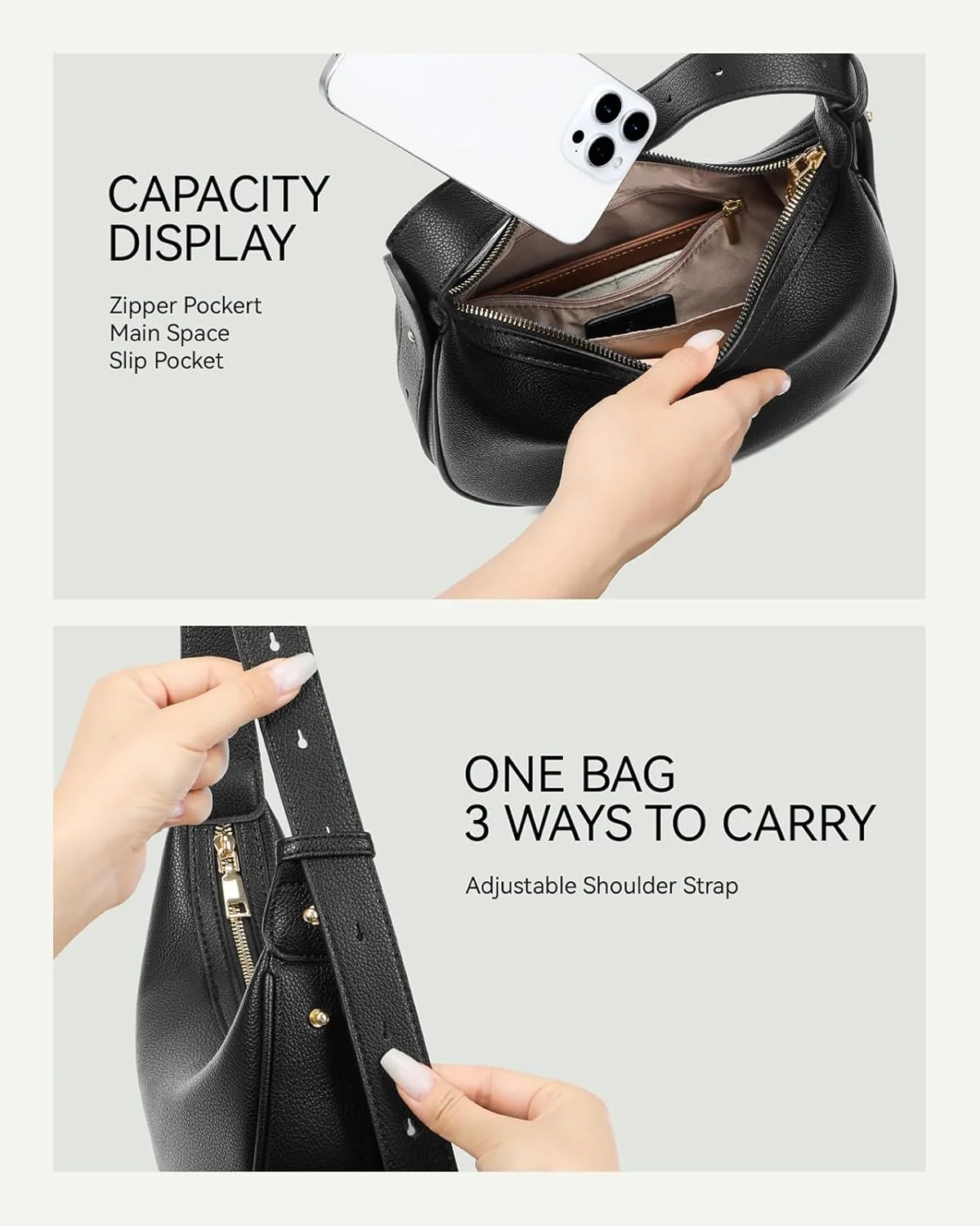 کیف دوشی هلالی BOSTANTEN زنانه، کیف دستی کراس بادی شیک، کیف کلاچ چرم مصنوعی، بند قابل تنظیم