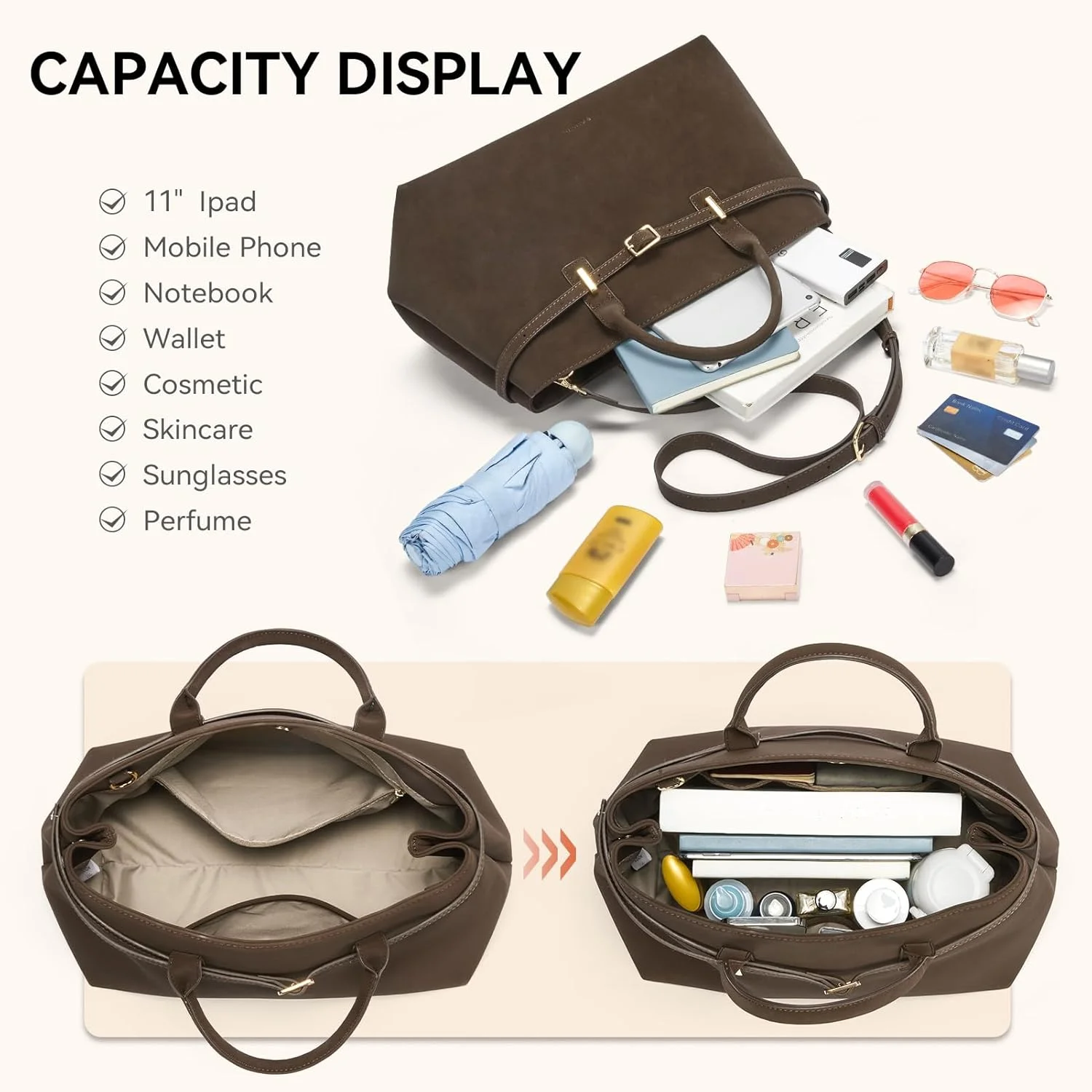 کیف دستی بزرگ زنانه BOSTANTEN، کیف دوشی چرم جیر با دسته بالایی و بند قابل تنظیم