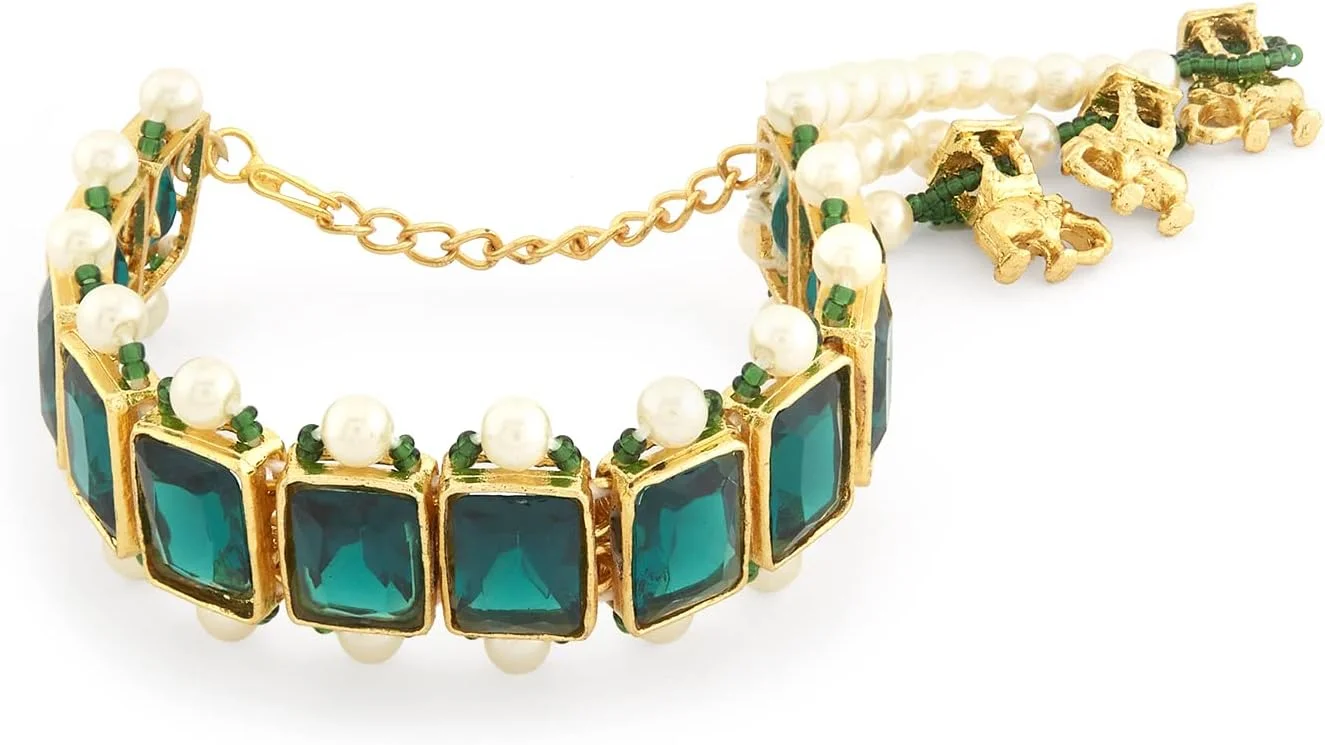 دستبند النگویی زنانه مزین به سنگ های سبز طرح فیل Zaveri Pearls - ZPFK13193 دستبند النگویی زنانه مزین به سنگ های سبز طرح فیل Zaveri Pearls - ZPFK13193
