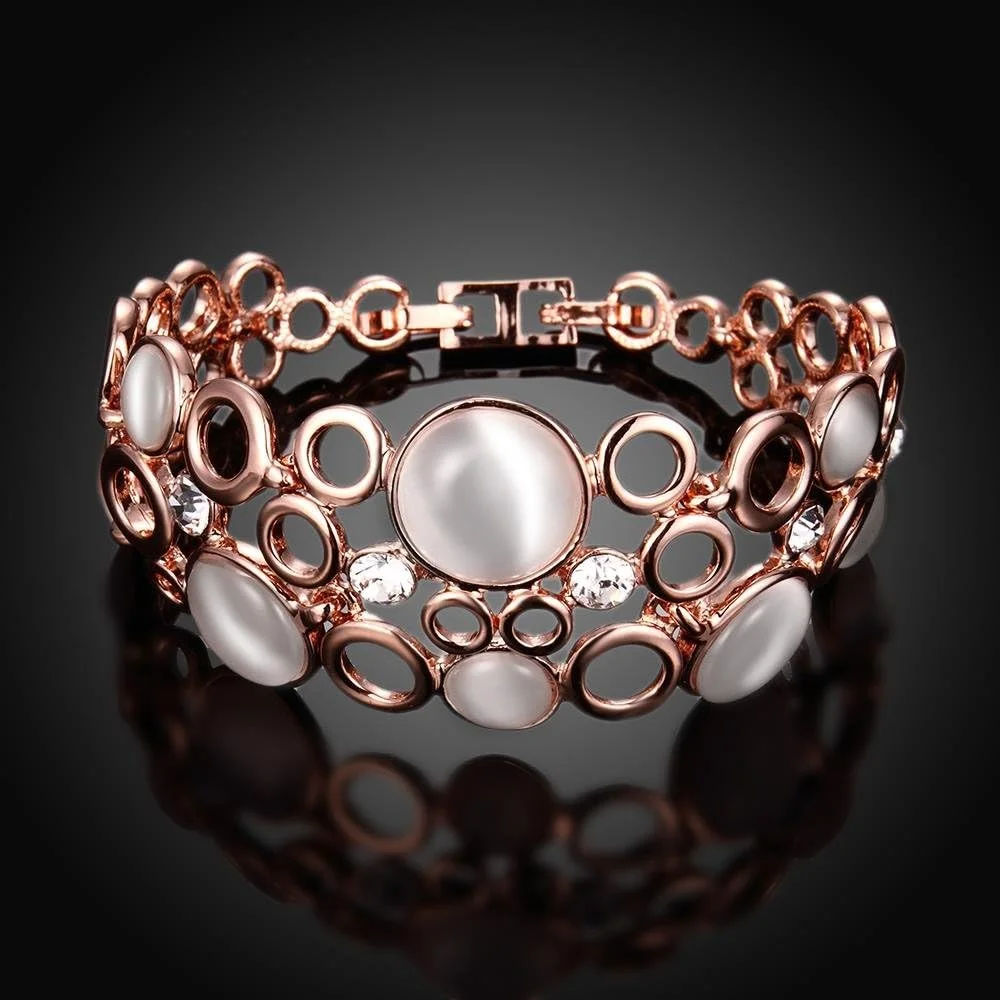 زیورآلات زرد رنگ: دستبند چند رشته ای اوپال زنانه (رزگلد)(YCFJBR-132OPL-RG) از مجموعه کلاسیک فم