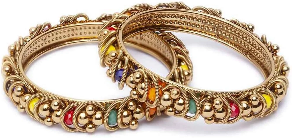 ست النگوی زنانه و دخترانه براق دیوا، مدل جدید، عتیقه و چند رنگ، دو عددی