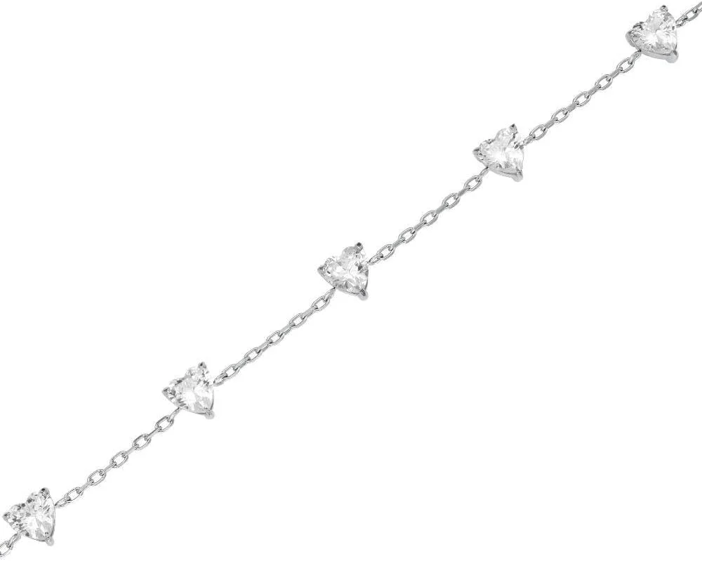 دستبند نقره ای ردیف قلب رُزفیلد، JBRHS-J1014