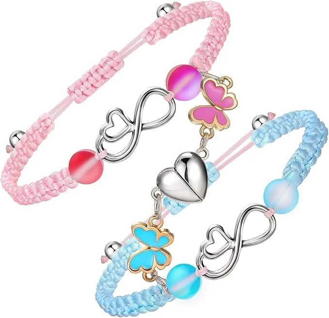 دستبند دوستی طنابی بافته شده قابل تنظیم دست ساز با آویز پروانه، هدیه جواهری ست برای نوجوانان، دختران، زنان، زوج ها دستبند دوستی طنابی بافته شده قابل تنظیم دست ساز با آویز پروانه، هدیه جواهری ست برای نوجوانان، دختران، زنان، زوج ها