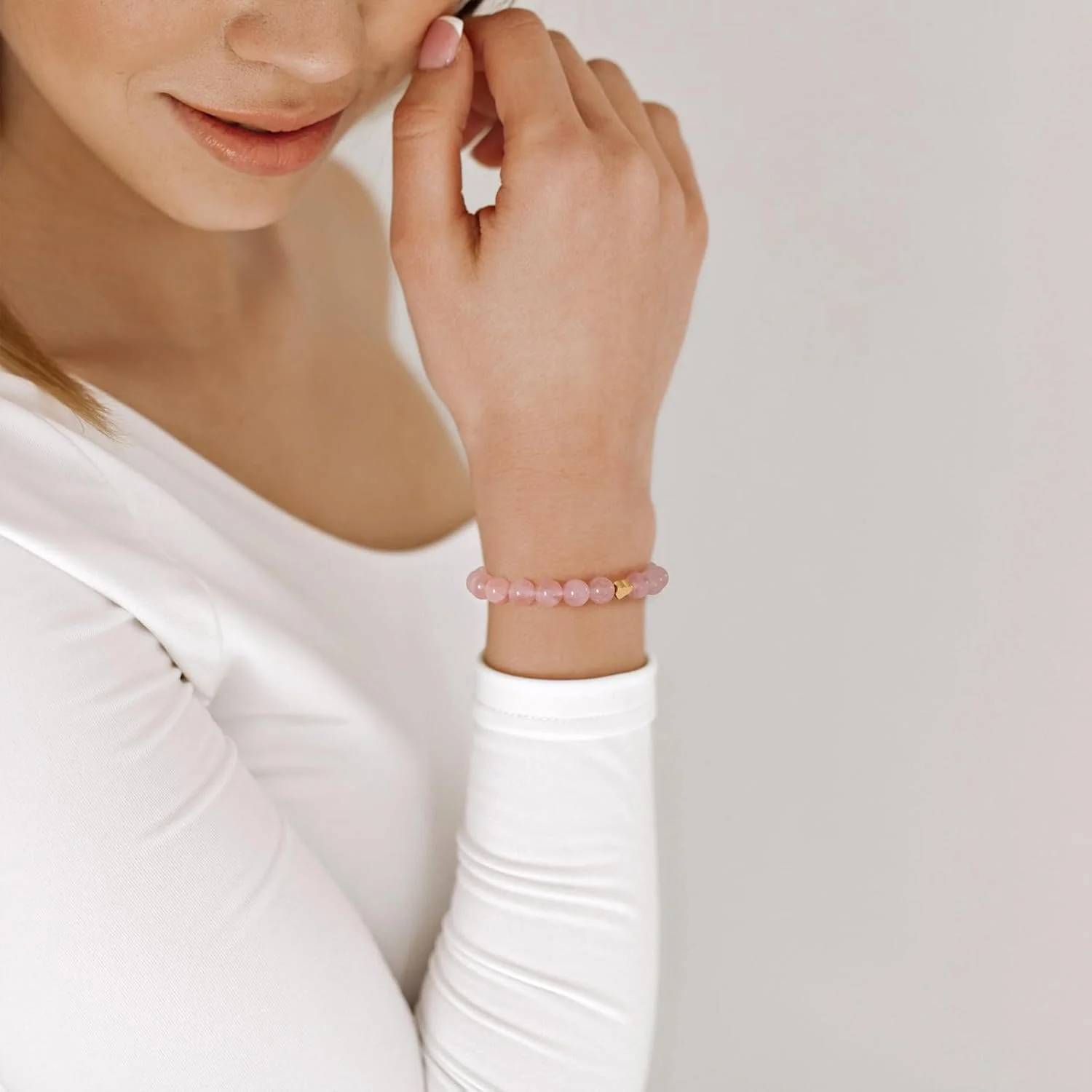 دستبند شفابخش GolbalJew برای زنان، دستبند مهره ای ضد اضطراب، جواهرات، دستبند کریستالی سنگ شفابخش، مهره های یوگا برای کاهش استرس، هدیه برای زنان - صورتی
