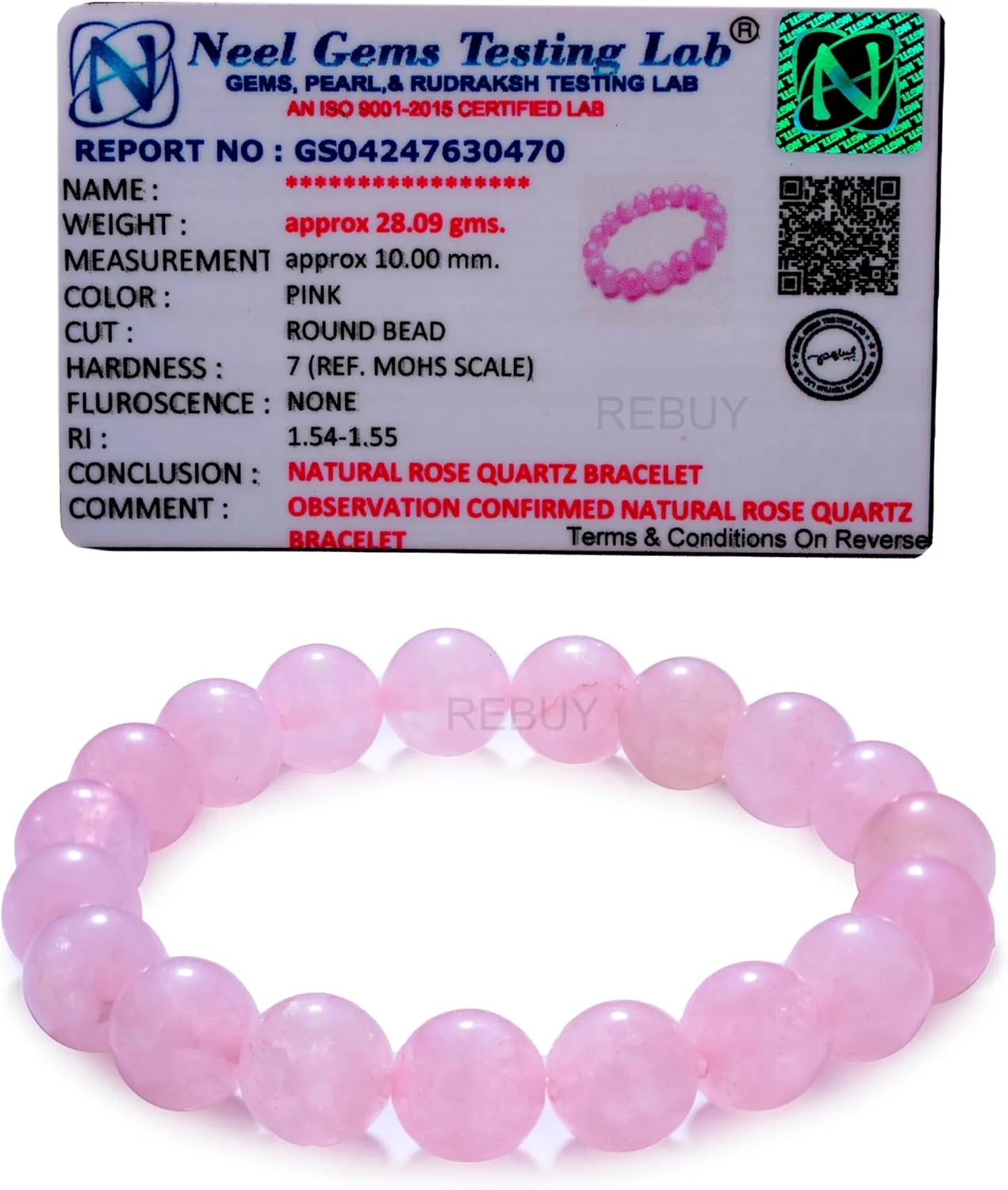 دستبند رز کوارتز برای آقایان و بانوان | دارای گواهی اصالت سنگ شفابخش طبیعی | تعادل چاکرای قلب، رشد معنوی، سنگ 8 میلی متری | بسته 1 عددی