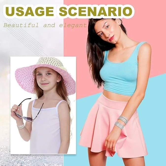 دستبند زنانه نگین دار BIGTHREE، ست ۷ عددی النگو کشی کریستالی درخشان، جواهرات مجلسی برای مهمانی و عروسی (نقره ای) دستبند زنانه نگین دار BIGTHREE، ست ۷ عددی النگو کشی کریستالی درخشان، جواهرات مجلسی برای مهمانی و عروسی (نقره ای)