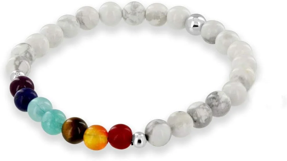دستبند سنگ های قیمتی چاکرا Believe London، سنگ طبیعی کریستالی برای کاهش استرس، یوگا و رایحه درمانی