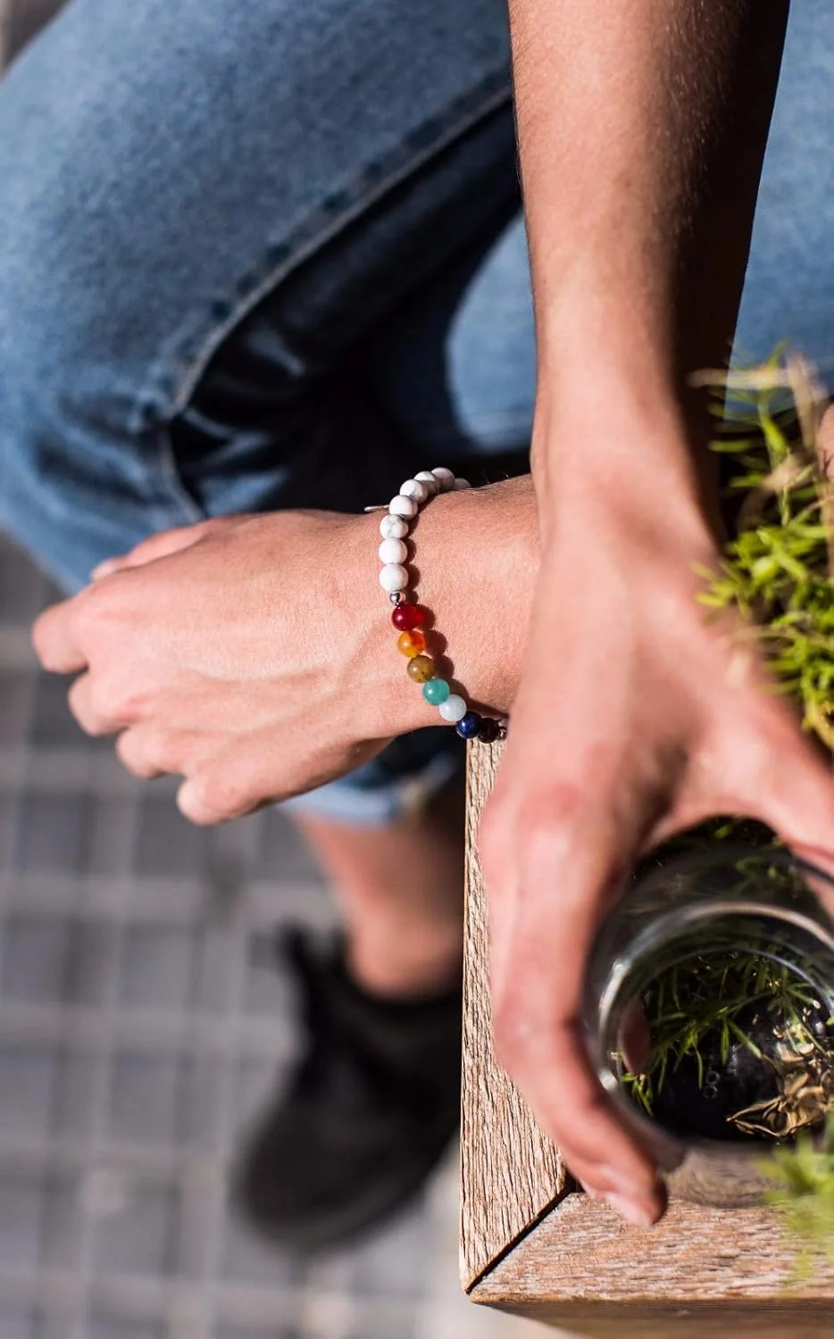 دستبند سنگ های قیمتی چاکرا Believe London، سنگ طبیعی کریستالی برای کاهش استرس، یوگا و رایحه درمانی