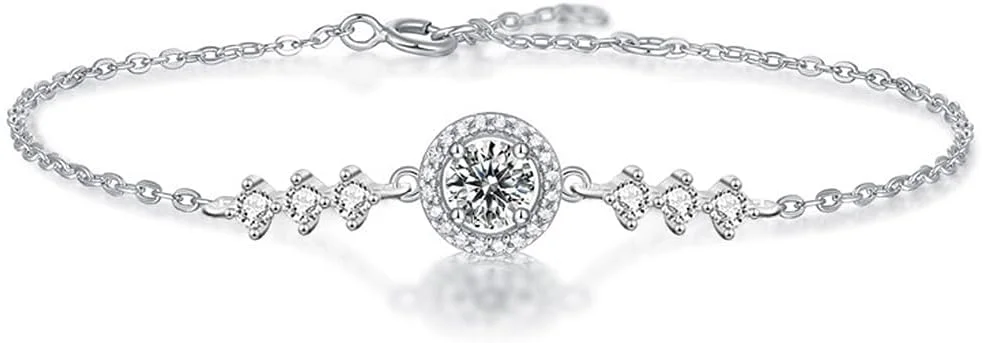 گردنبند موسانیت زنانه، 1-2 قیراط رنگ D با وضوح VVS1، برش گرد درخشان آزمایشگاهی، آویز موسانیت نقره استرلینگ 925 با گواهی اصالت