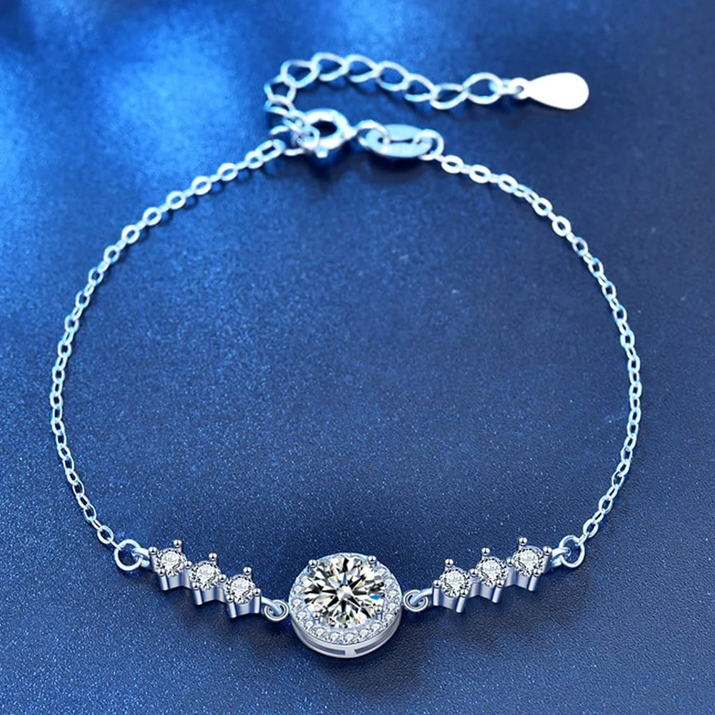 گردنبند موسانیت زنانه، 1-2 قیراط رنگ D با وضوح VVS1، برش گرد درخشان آزمایشگاهی، آویز موسانیت نقره استرلینگ 925 با گواهی اصالت