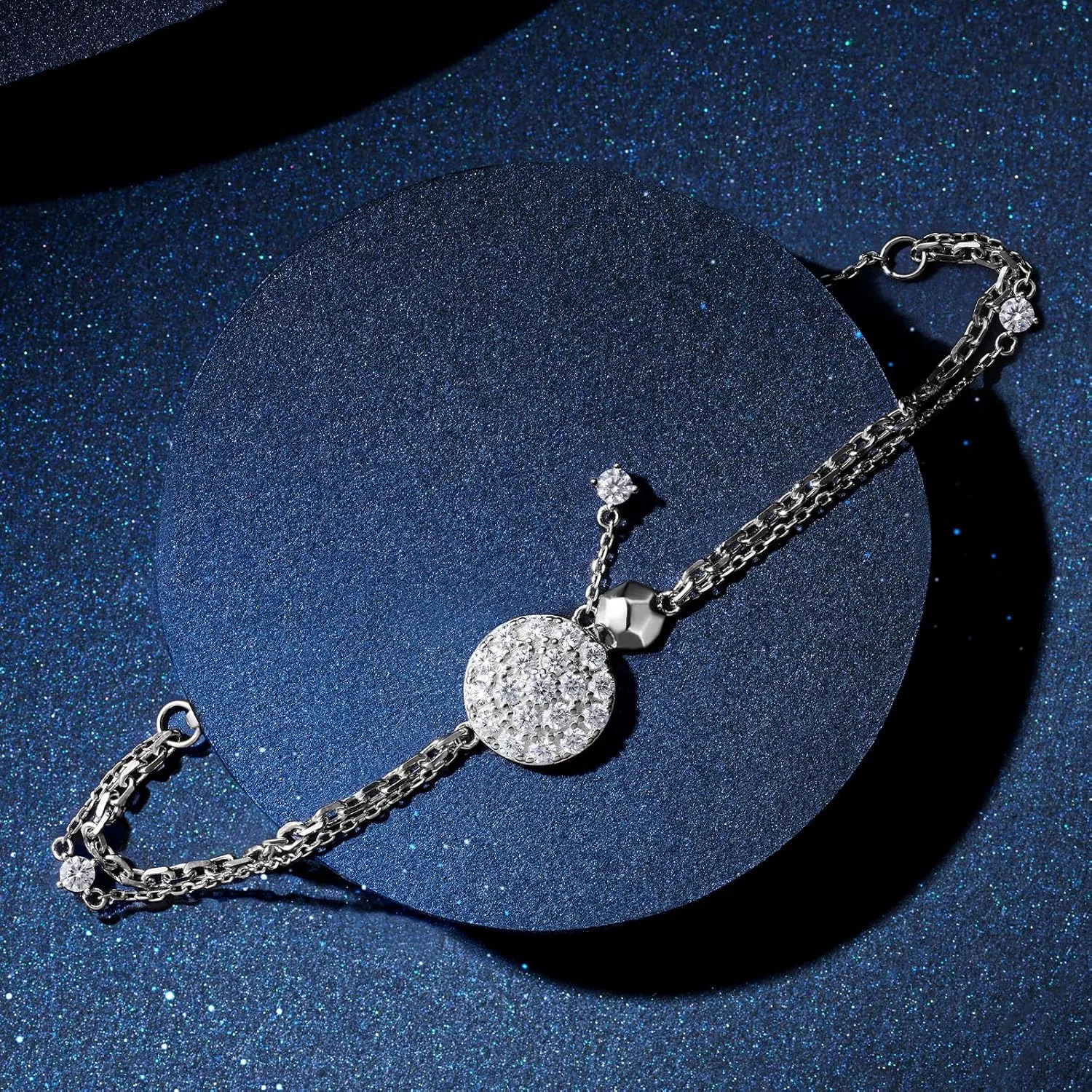 دستبند زنانه AWNL با روکش طلای 18 عیار و نقره استرلینگ با الماس CZ، هدیه برای دوست دختر، همسر، مجموعه پارک آسمان تاریک