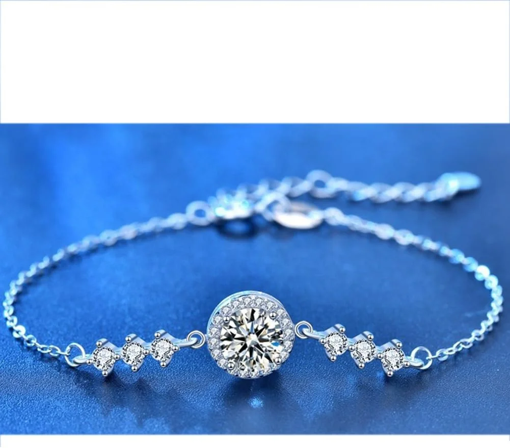 گردنبند موسانیت زنانه، 1-2 قیراط رنگ D با وضوح VVS1، برش گرد درخشان آزمایشگاهی، آویز موسانیت نقره استرلینگ 925 با گواهی اصالت