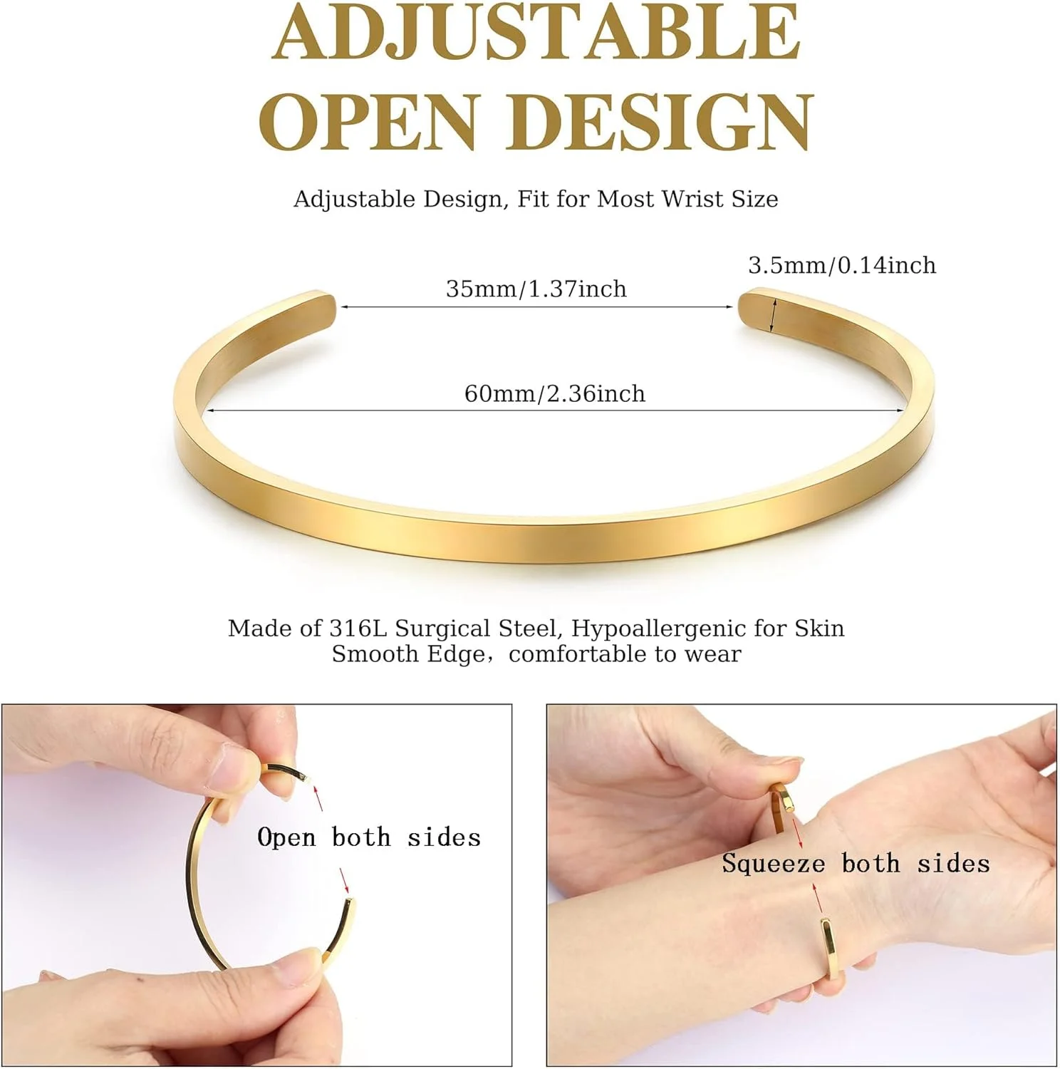 بسته دو عددی دستبند النگویی باریک طلایی برای آقا و خانم روکش طلای 18 عیار طرح بافته شده، دستبندهای ظریف و ساده قابل تنظیم برای زنان، مردان و زوج ها، هدیه روز ولنتاین