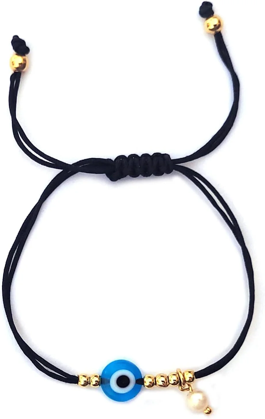 دستبند نخی الوان با طرح چشم نظر و یک مروارید کوچک - EE3982XG