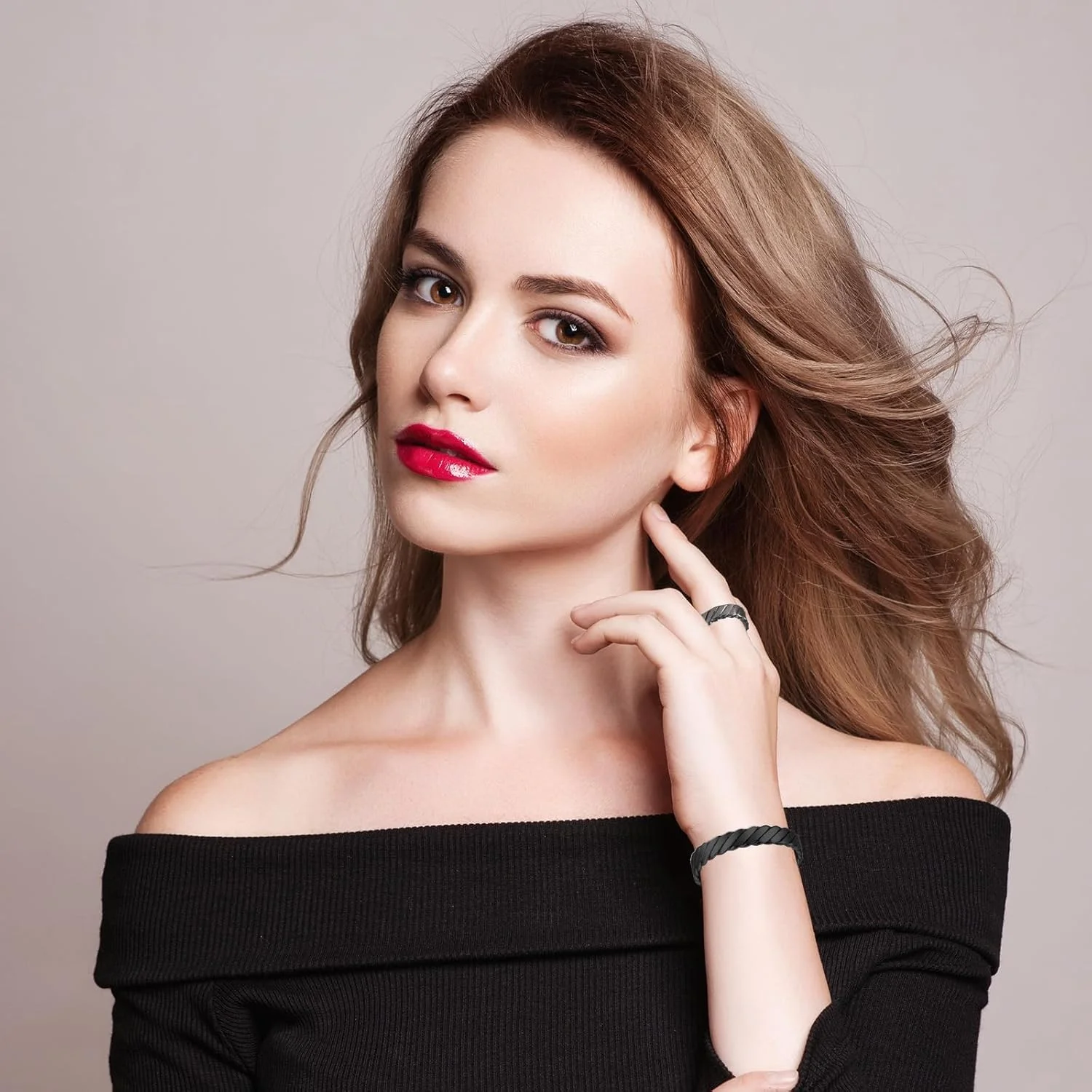 دستبند مسی مغناطیسی زنانه و مردانه Azonee، طراحی قابل تنظیم با 2 آهنربای قوی، ست دستبند و انگشتر میدان مغناطیسی شیک (2 رنگ، 2 دستبند + 2 انگشتر) برای مزایا