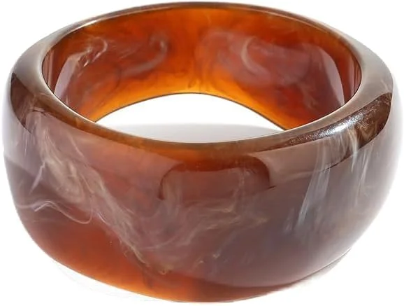 دستبند النگویی اکریلیک ضخیم آزونه برای زنان - دستبند پهن طرح دار هندسی رزین استات | طراحی رنگارنگ با رنگ های متنوع، شامل طرح لاک پشتی | اشکال نامنظم