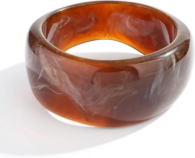 دستبند النگویی اکریلیک ضخیم آزونه برای زنان - دستبند پهن طرح دار هندسی رزین استات | طراحی رنگارنگ با رنگ های متنوع، شامل طرح لاک پشتی | اشکال نامنظم