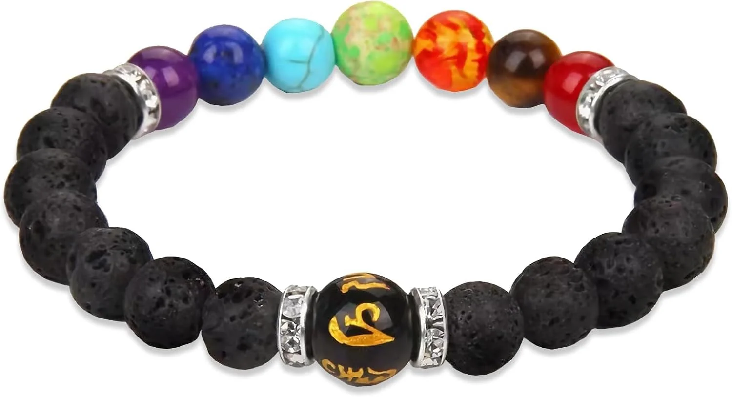 دستبند سنگهای قیمتی طبیعی آزونه، دستبند یوگا با مهره های 8 میلی متری، دستبند مهره ای سنگی دست ساز، دستبند مهره های کریستالی الاستیک، جواهرات یوگا، هدیه برای مردان و زنان