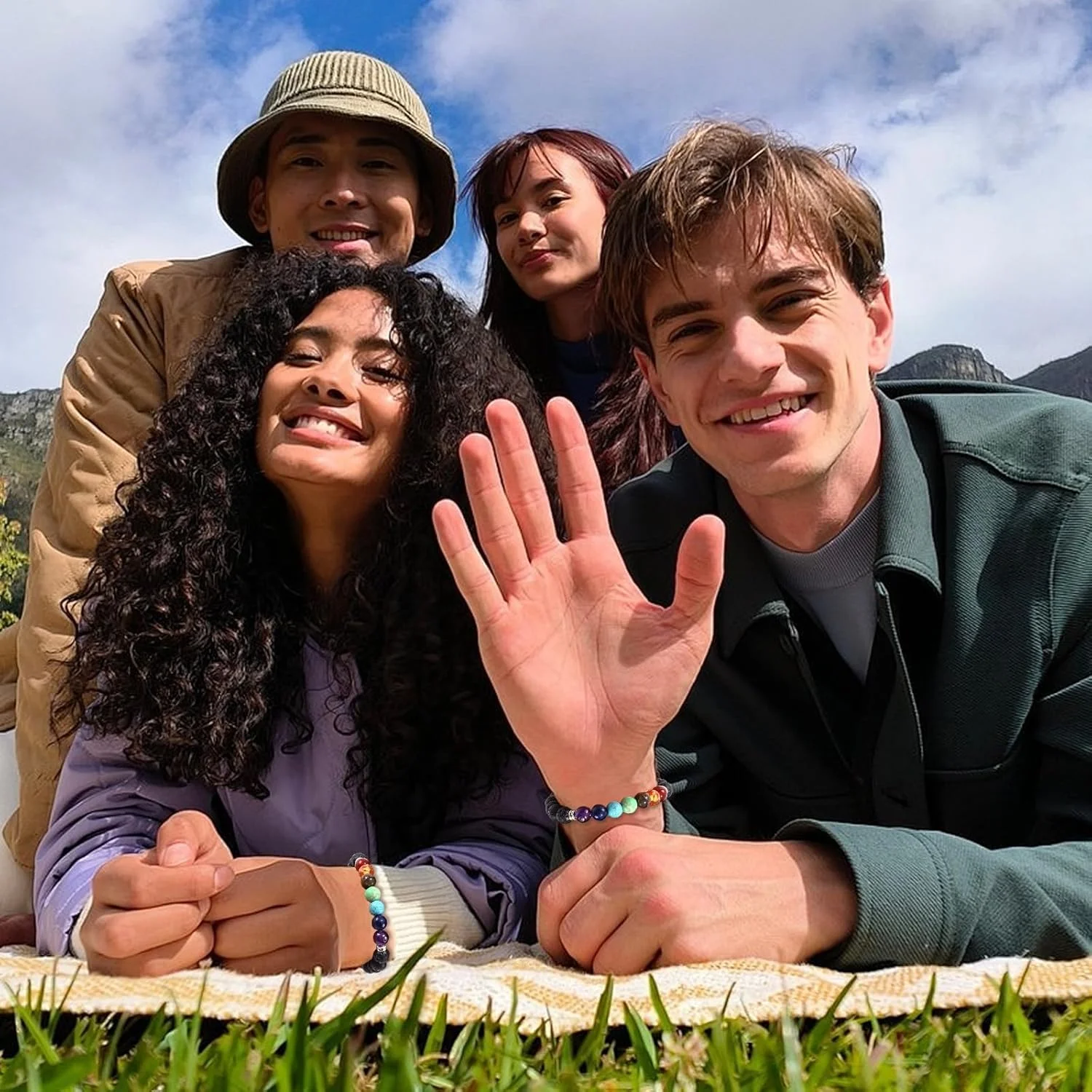 دستبند سنگهای قیمتی طبیعی آزونه، دستبند یوگا با مهره های 8 میلی متری، دستبند مهره ای سنگی دست ساز، دستبند مهره های کریستالی الاستیک، جواهرات یوگا، هدیه برای مردان و زنان