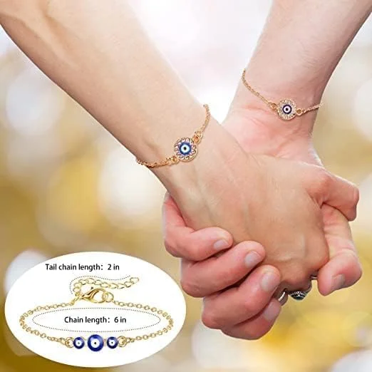 دستبند چشم نظر آزونه، 12 عدد دستبند چشم نظر طلایی برای زنان، جواهرات چشم نظر، دستبند زنجیری قابل تنظیم، هدیه عروسی برای زنان، مردان و دختران
