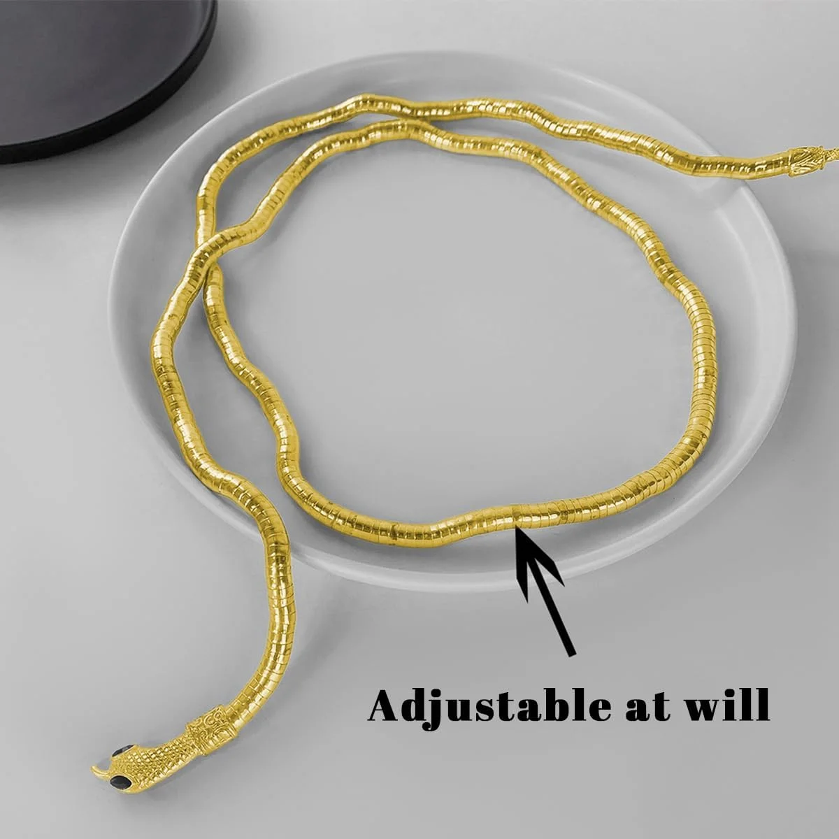 دستبند بازویی و مچی طرح مار منعطف فلزی، 90 سانتی‌متر، گردنبند شیک طلایی، قابل استفاده به عنوان گردنبند و دستبند، زیورآلات مد روز زنانه
